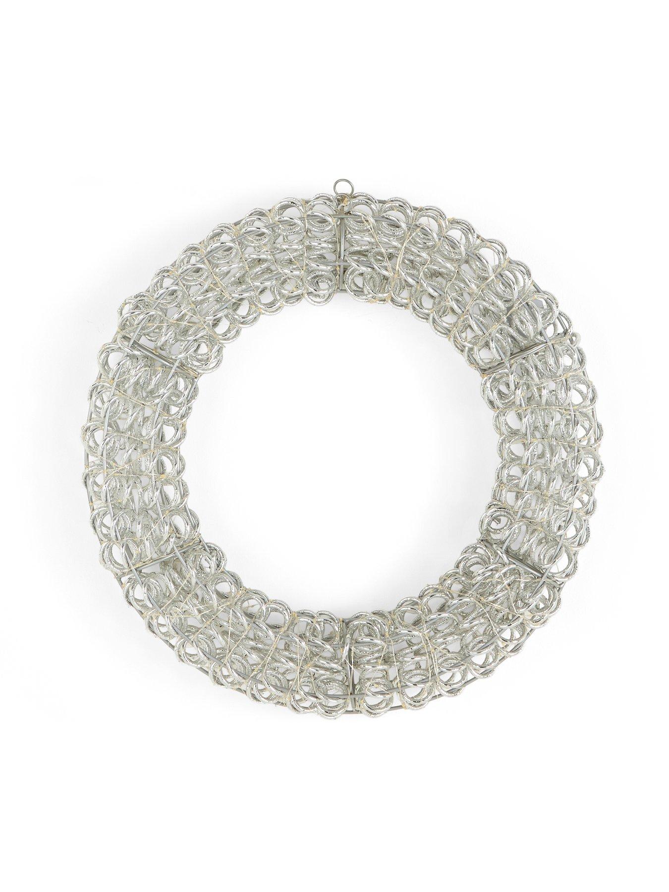 Image 3 of 5 of Festive Lit Spiral Silver Pet Twirl Christmas&nbsp;Wreath -&nbsp;50&nbsp;cm