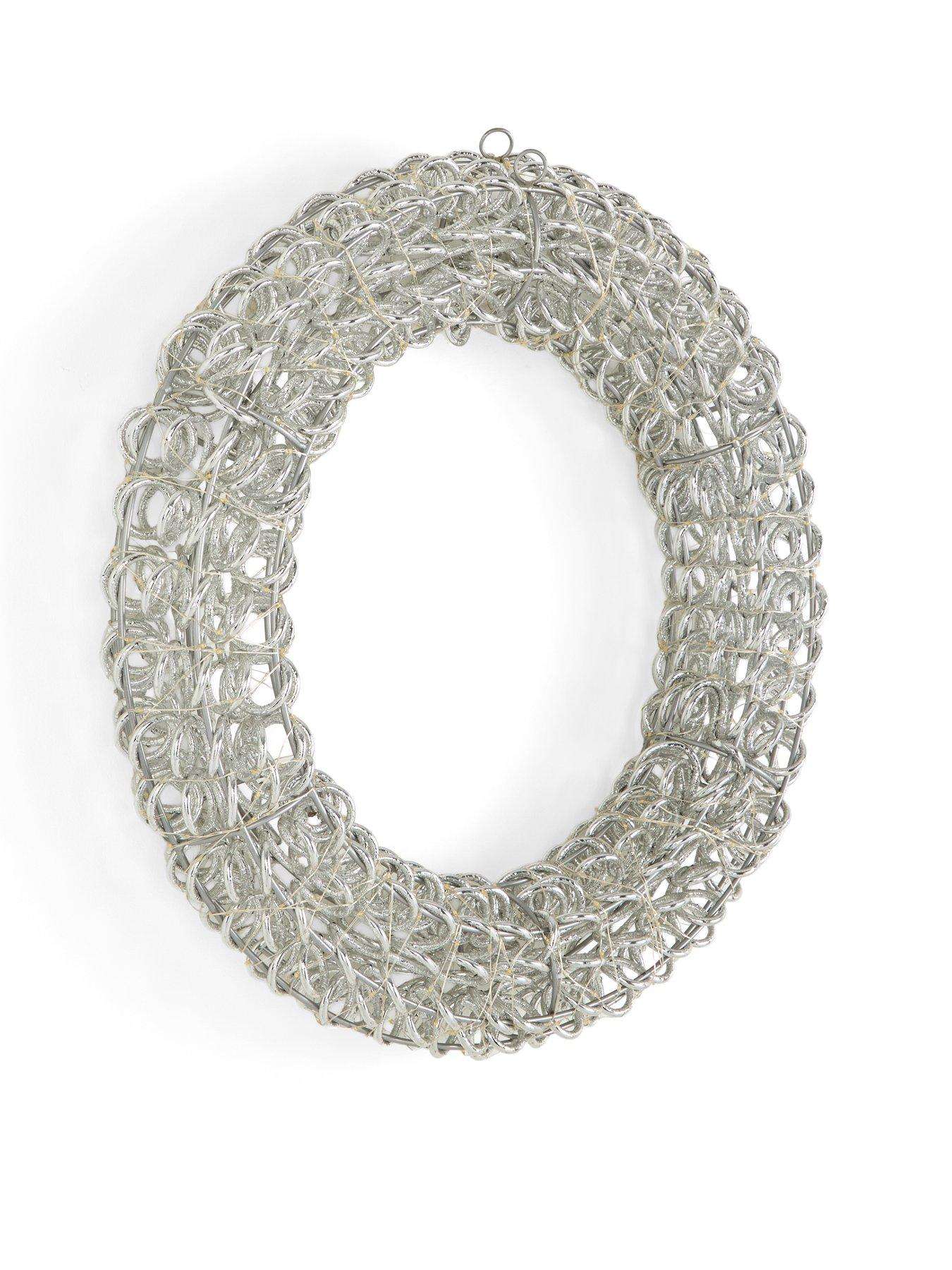 Image 4 of 5 of Festive Lit Spiral Silver Pet Twirl Christmas&nbsp;Wreath -&nbsp;50&nbsp;cm