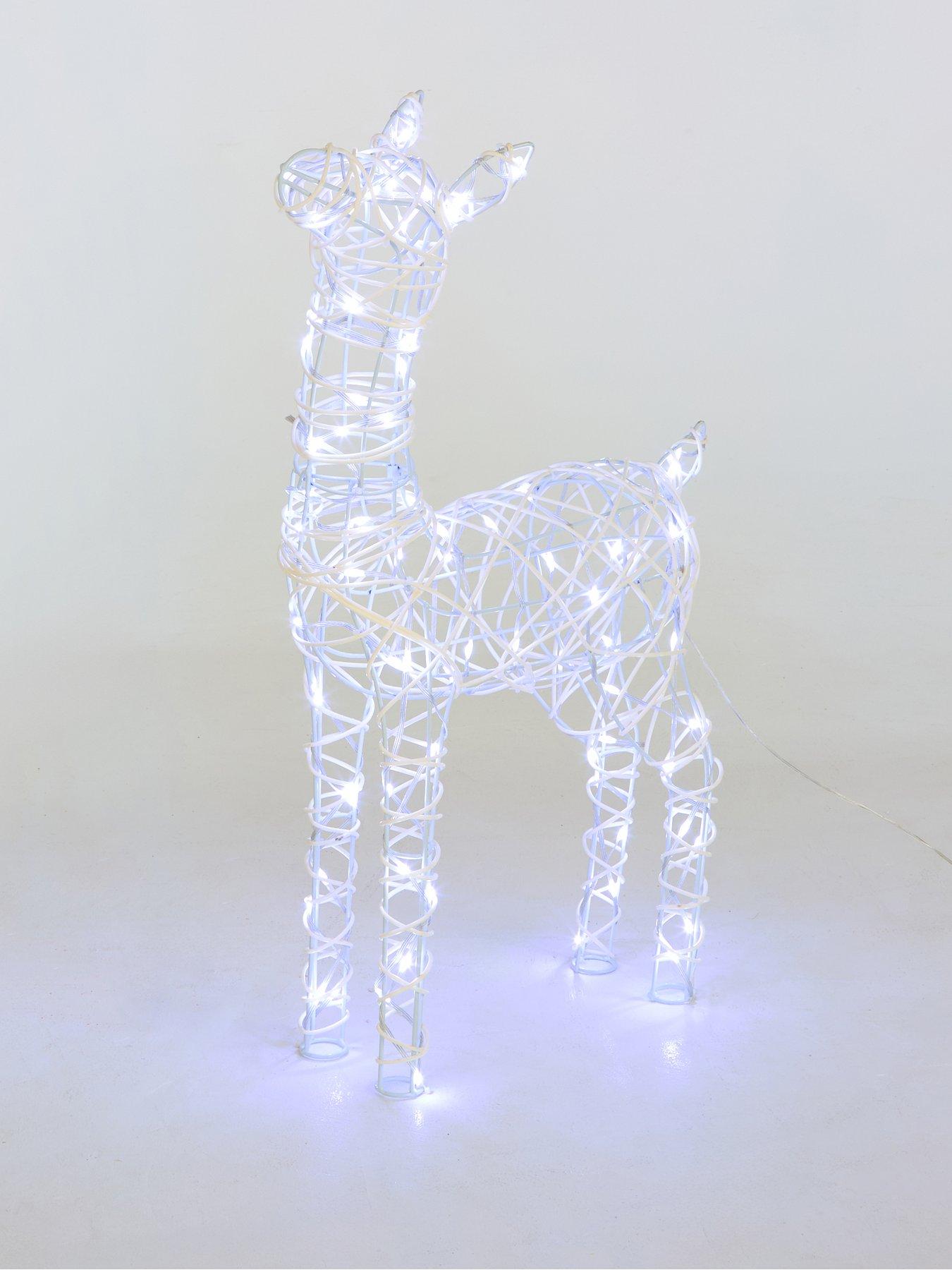 Image 2 of 6 of Festive Lit Faux Rattan Baby Reindeer - Bright White