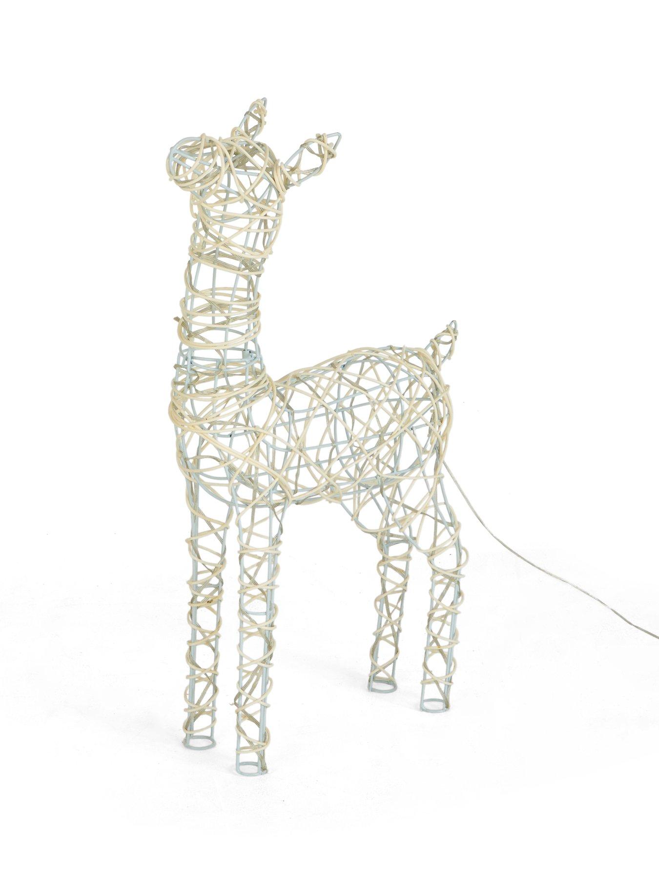 Image 3 of 6 of Festive Lit Faux Rattan Baby Reindeer - Bright White