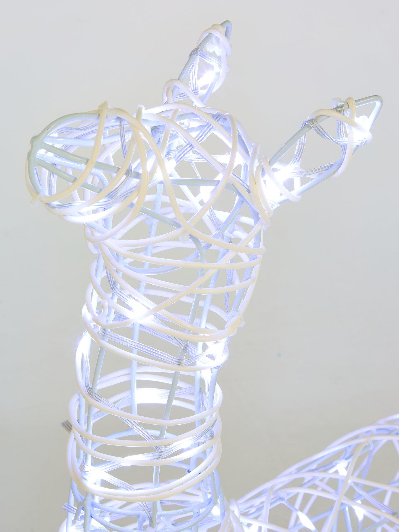 Image 4 of 6 of Festive Lit Faux Rattan Baby Reindeer - Bright White