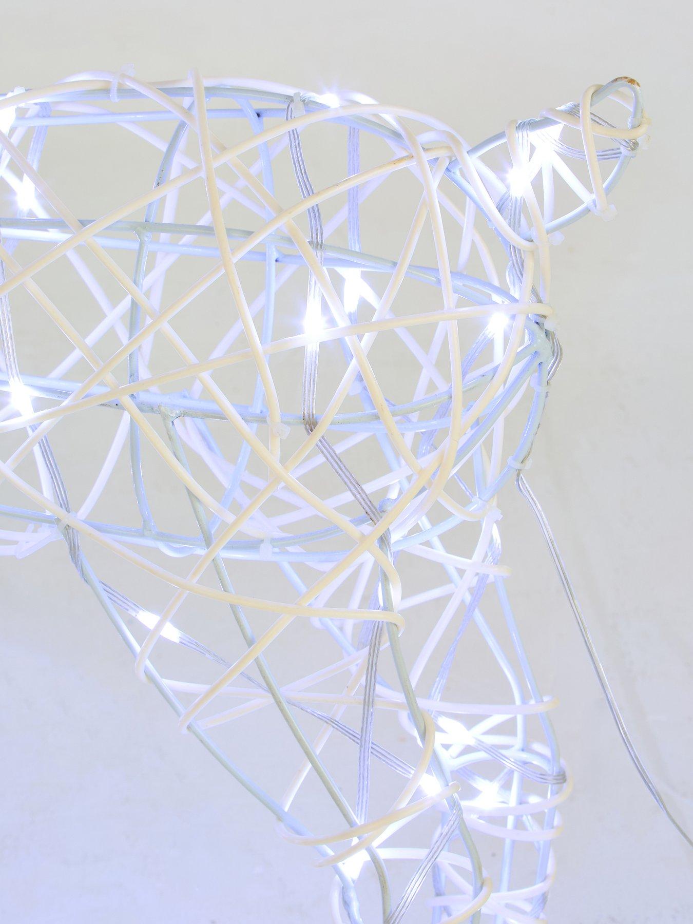 Image 5 of 6 of Festive Lit Faux Rattan Baby Reindeer - Bright White