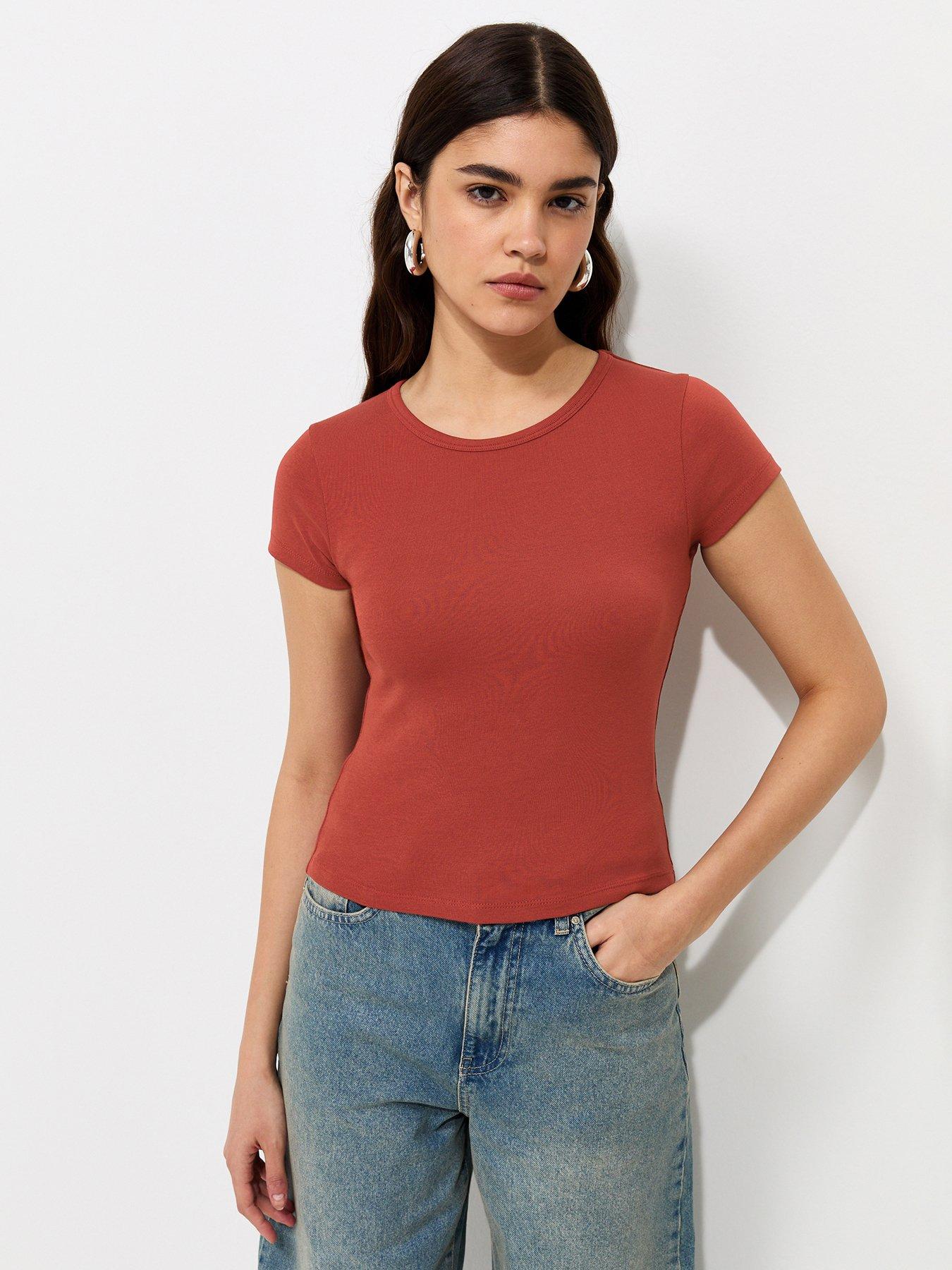 New Look Cotton Rich Baby Tee T-Shirt - Red