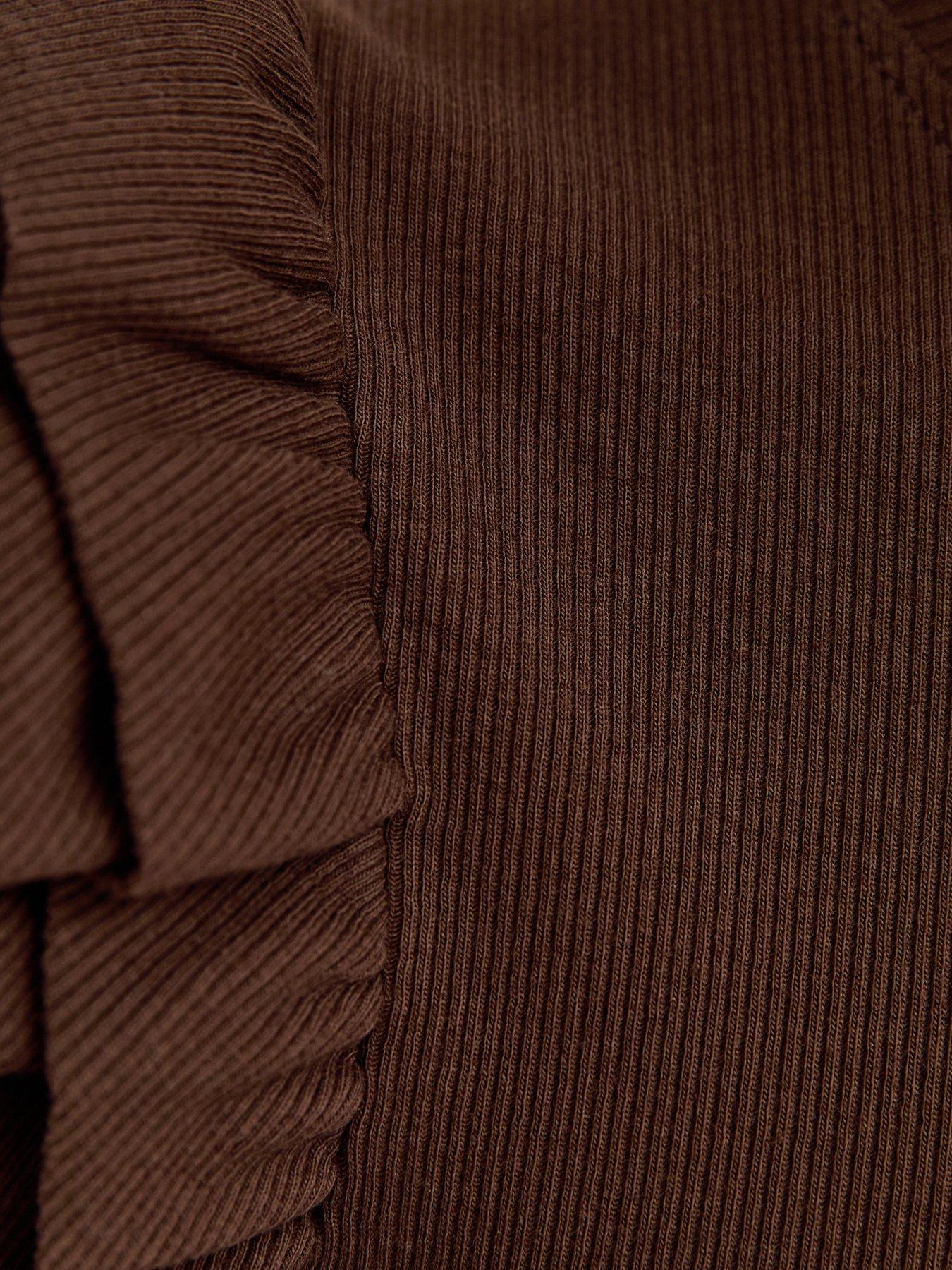 Image 5 of 5 of New Look Frill Sleeve Top - Brown