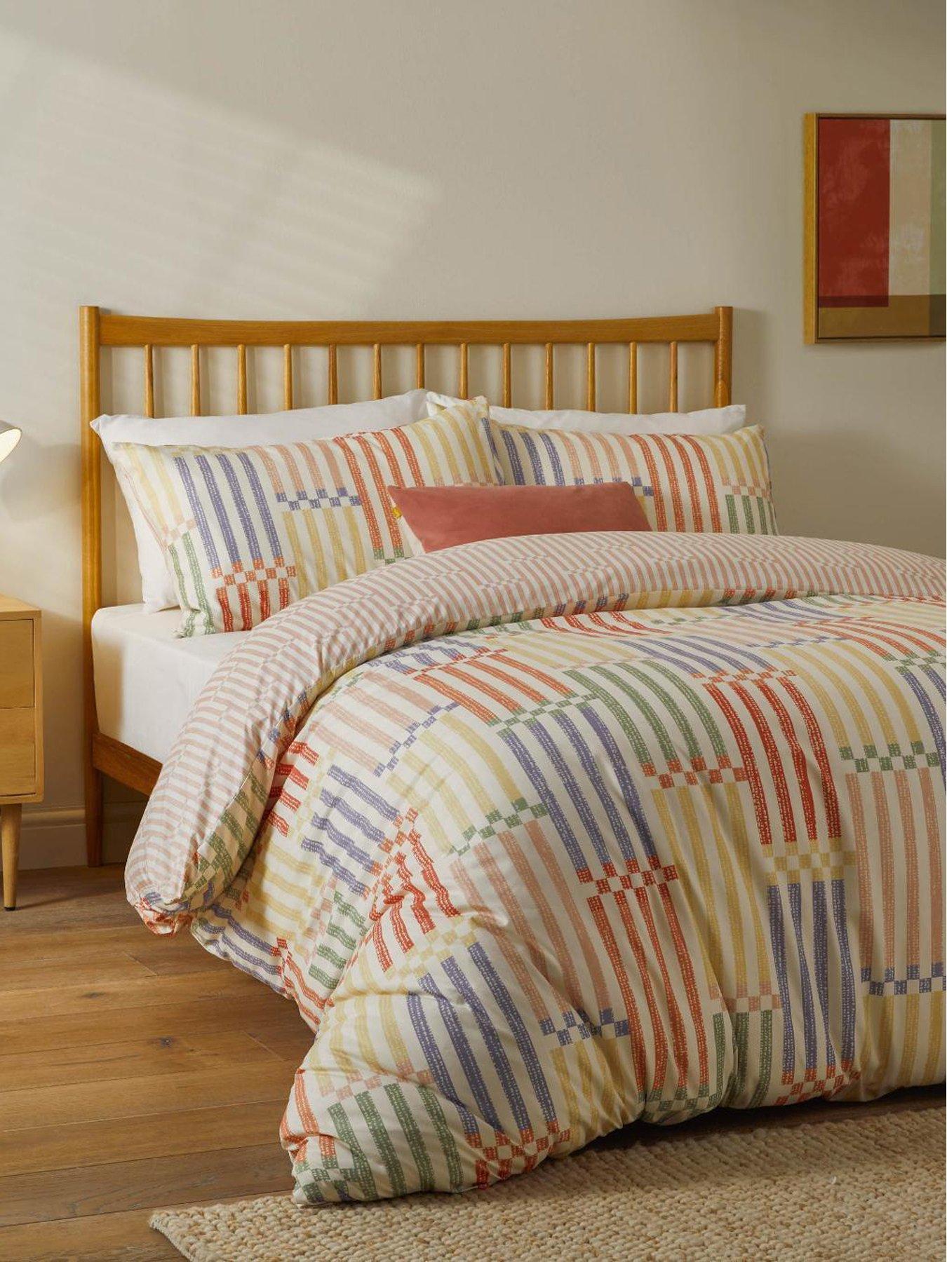 Image 1 of 3 of Duvet Day Madison Stripe Soft Touch Duvet Set Multi/Apricot