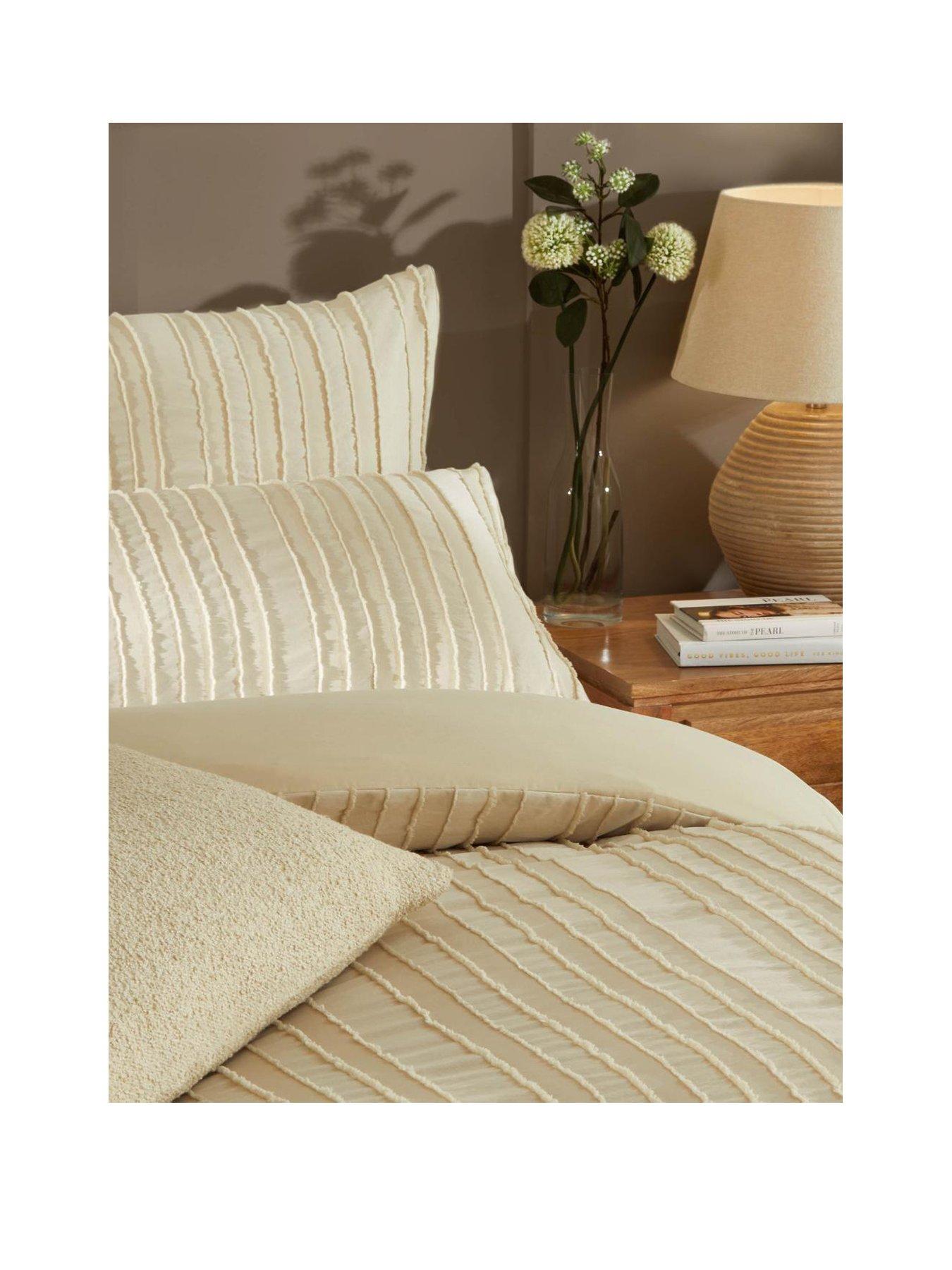 Image 2 of 3 of Duvet Day Harrison Stripe Soft Tufted Duvet Set Linen