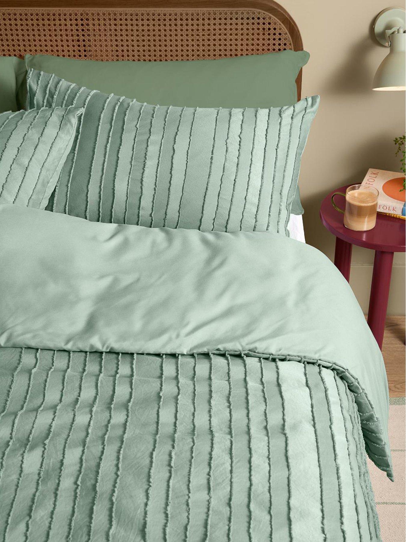 Image 3 of 3 of Duvet Day Harrison Stripe Soft Tufted Duvet Set Eucalyptus