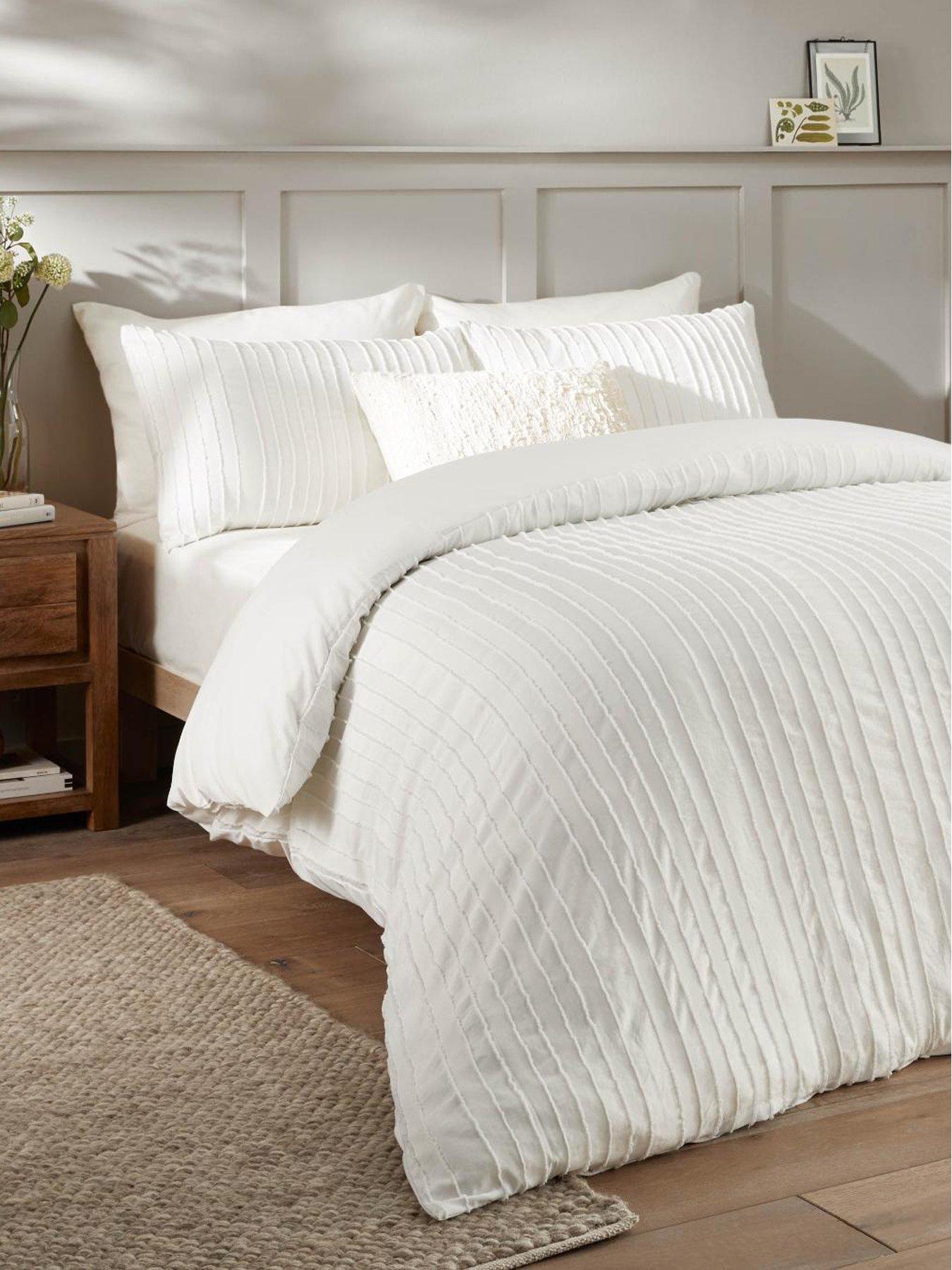 Image 1 of 3 of Duvet Day Harrison Stripe Soft Tufted Duvet Set White