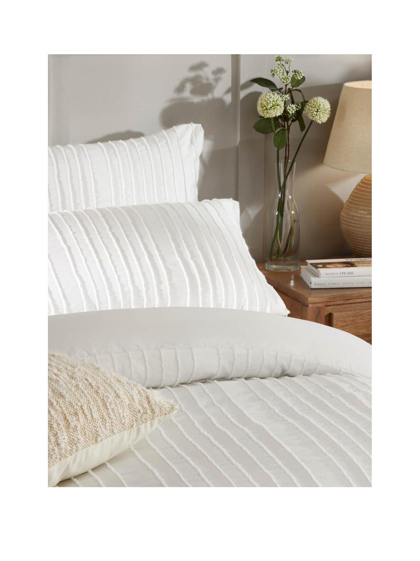 Image 2 of 3 of Duvet Day Harrison Stripe Soft Tufted Duvet Set White