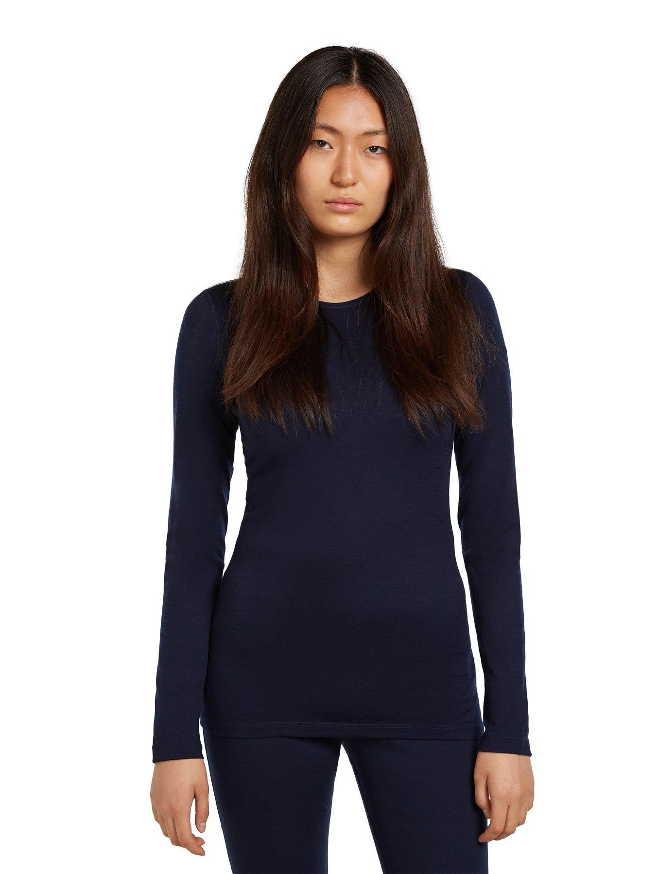 Icebreaker Womens 200 Oasis Long Sleeve Crew Baselayer Top - Navy
