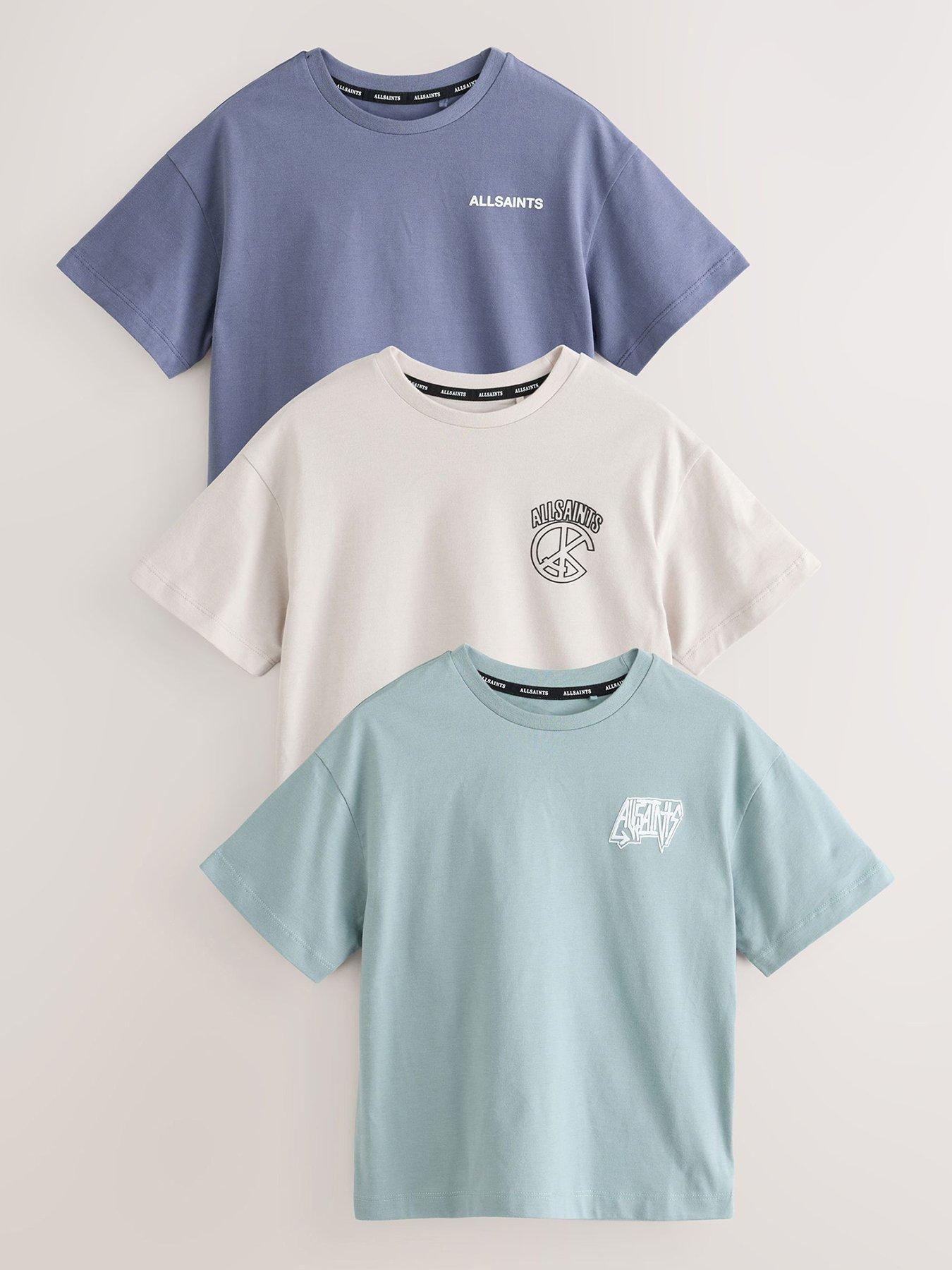 smALLSAINTS Boys' 3 Pack Graphic Logo Short Sleeve T-Shirts - Blue/White/Mint
