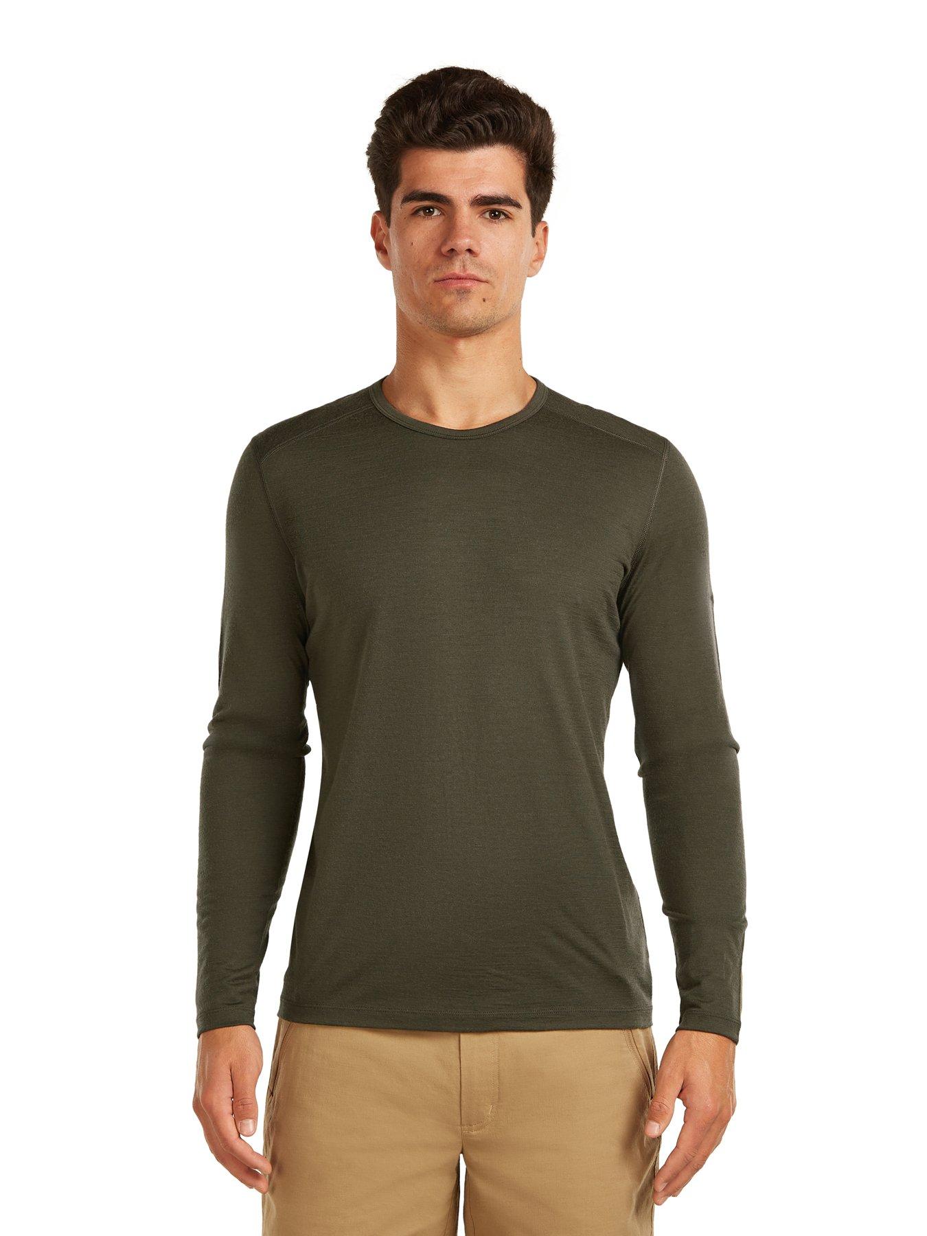 Icebreaker Mens 200 Oasis Long Sleeve Crew Baselayer Top - Khaki