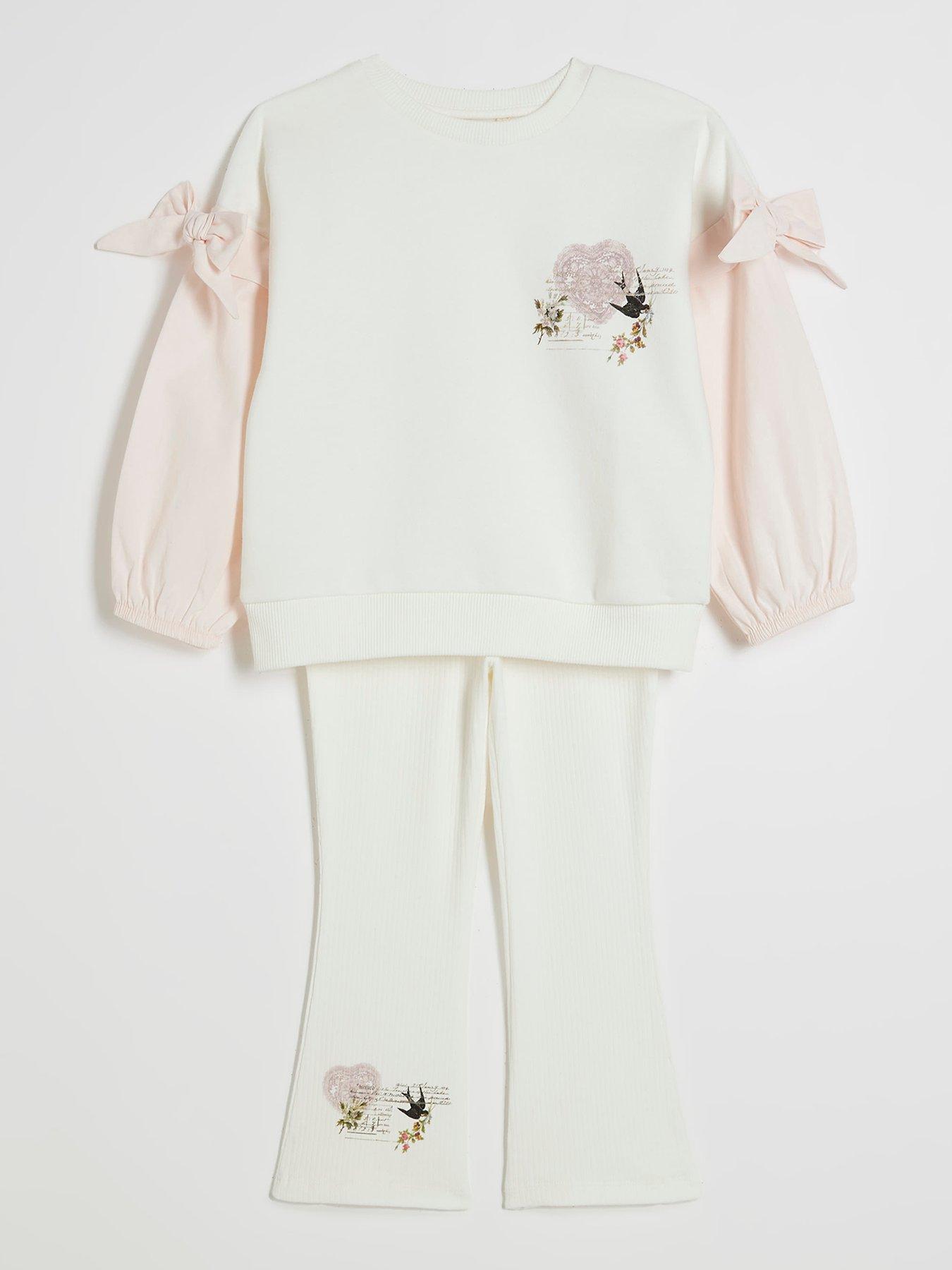 River Island Mini Mini Girls Cream Floral Sweatshirt Set - Cream