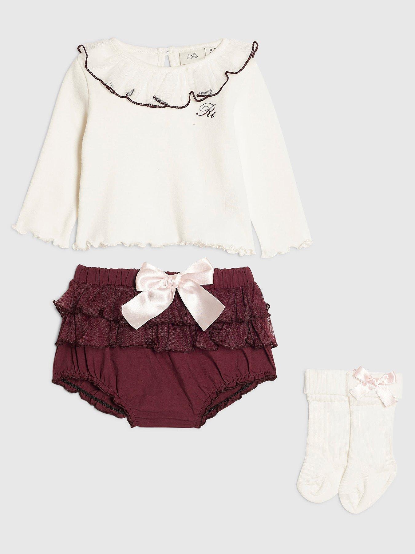 River Island Baby Girls Frill Bloomer Set - Purple