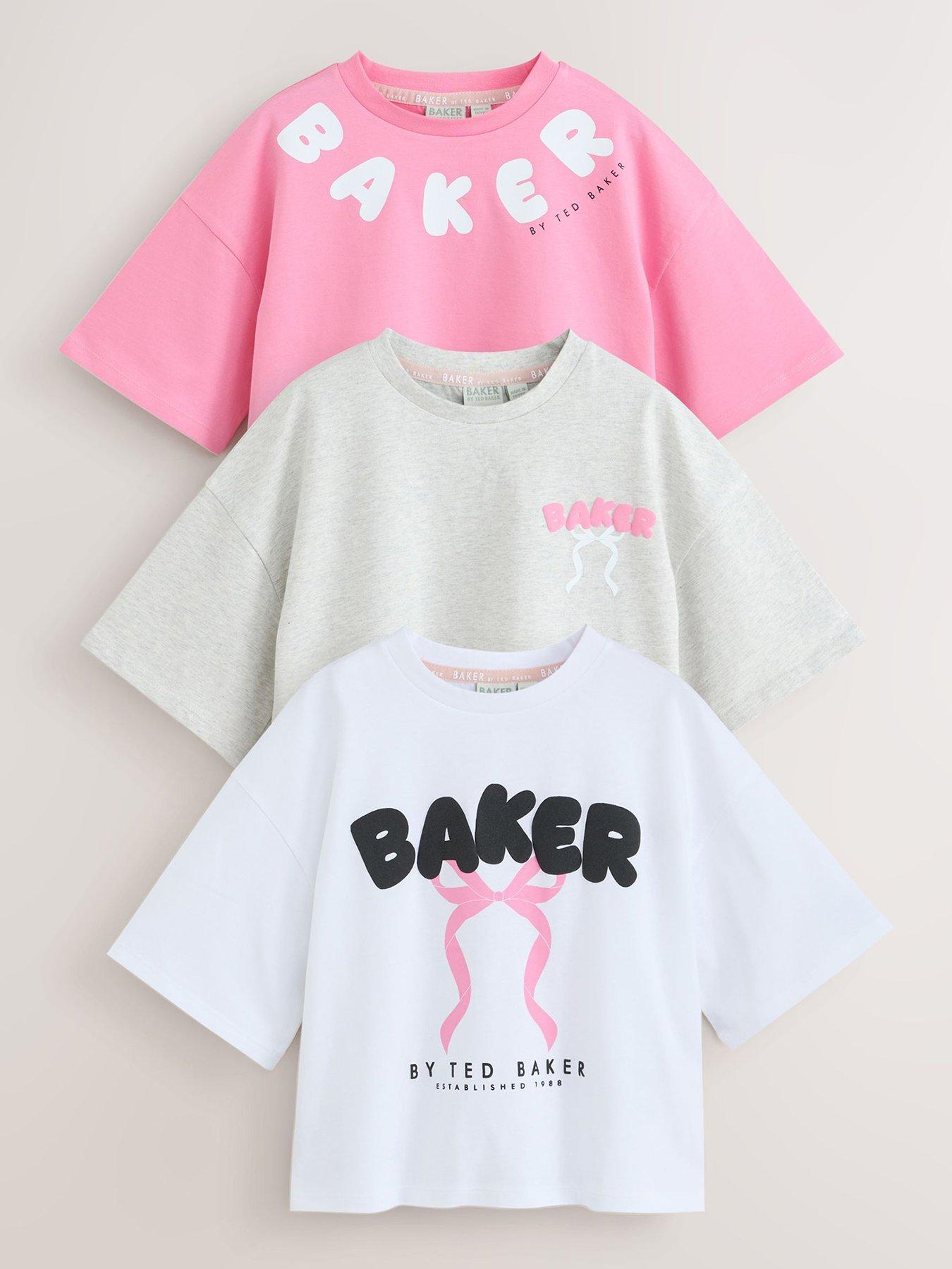 Ted Baker Older Girls 3 Pack Oversized Bow Graphic T-shirts - Pink