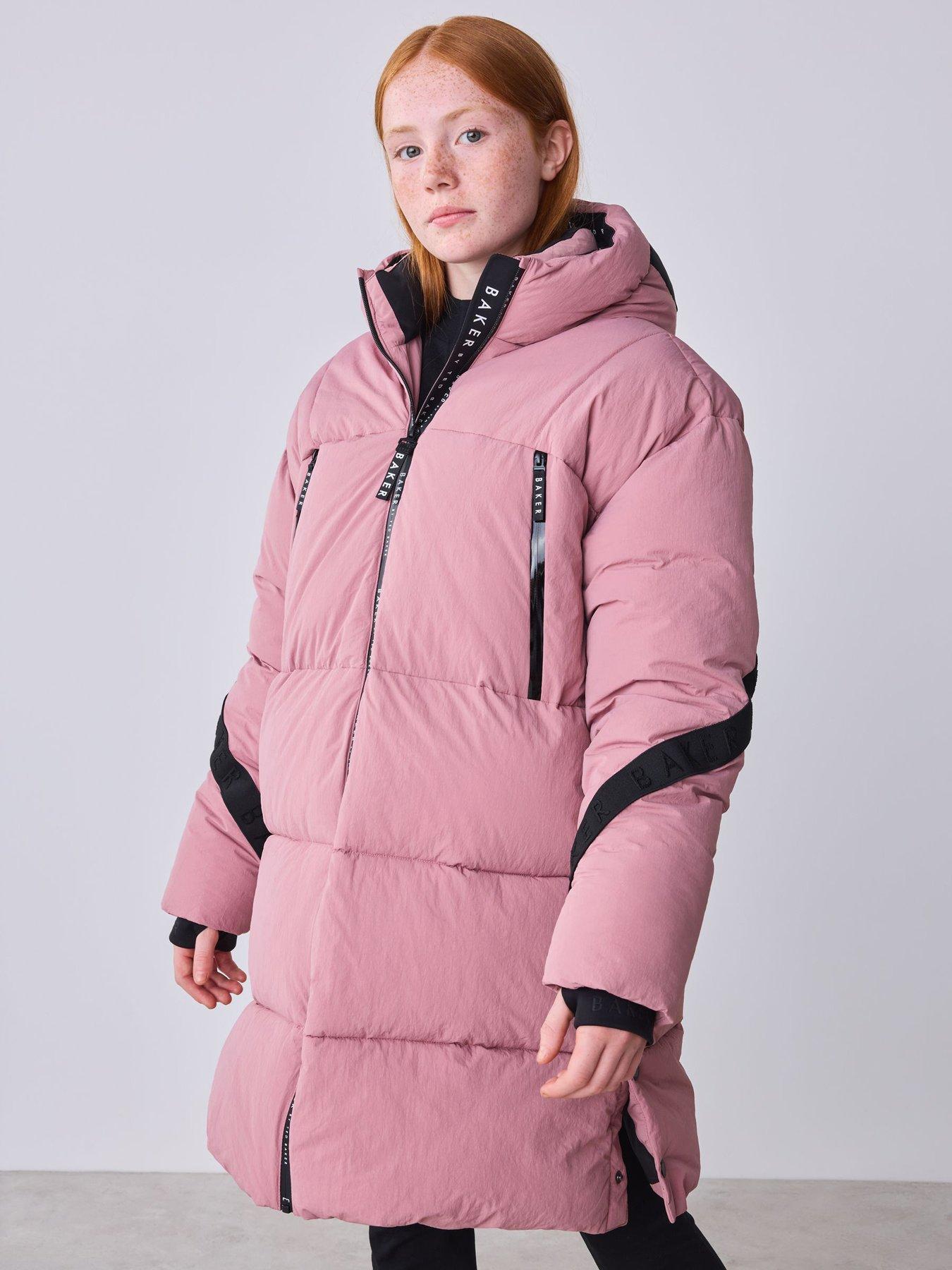 Image 1 of 7 of Ted Baker Girls Shower Resistant Longline Padded Coat - Pink