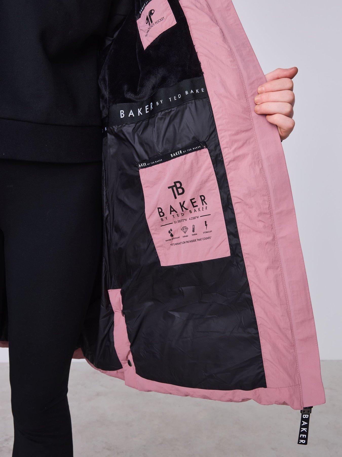 Image 4 of 7 of Ted Baker Girls Shower Resistant Longline Padded Coat - Pink