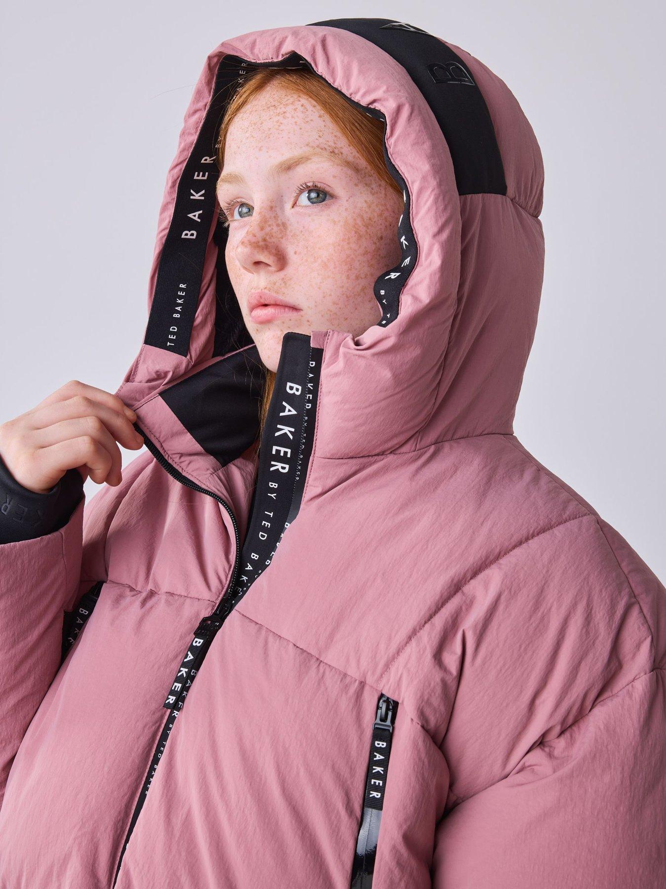 Image 7 of 7 of Ted Baker Girls Shower Resistant Longline Padded Coat - Pink