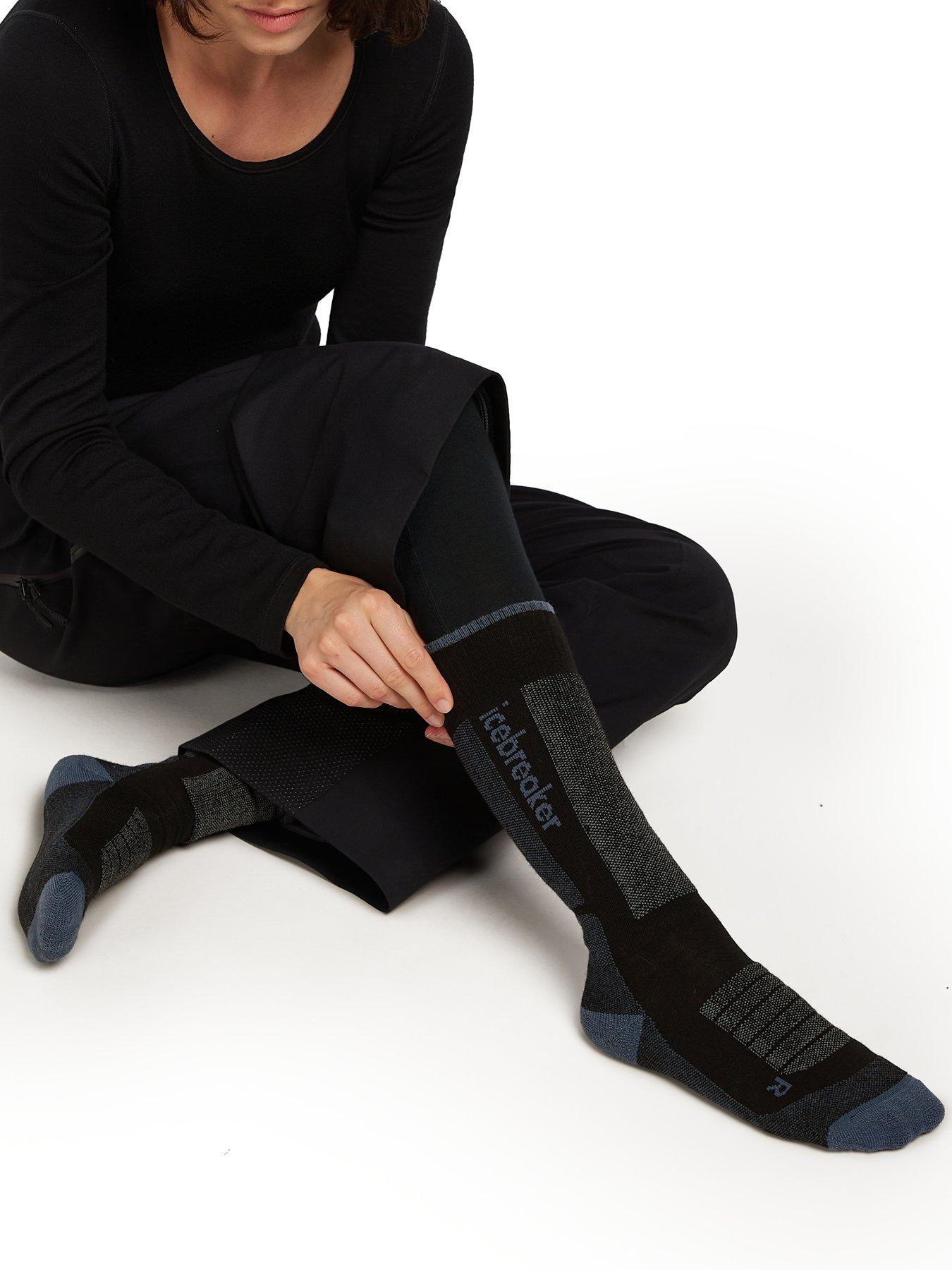 Image 2 of 2 of Icebreaker Womens Merino Blend Over-The-Calf Cushioned Ski Socks - Black