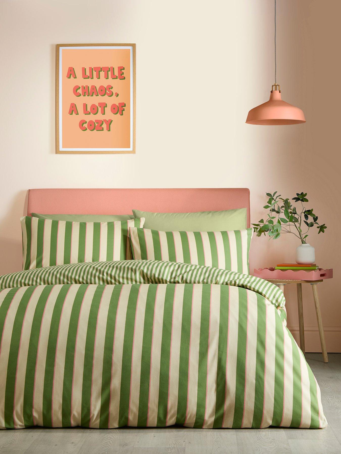 Fusion Bold Stripe Duvet Cover Set in Green