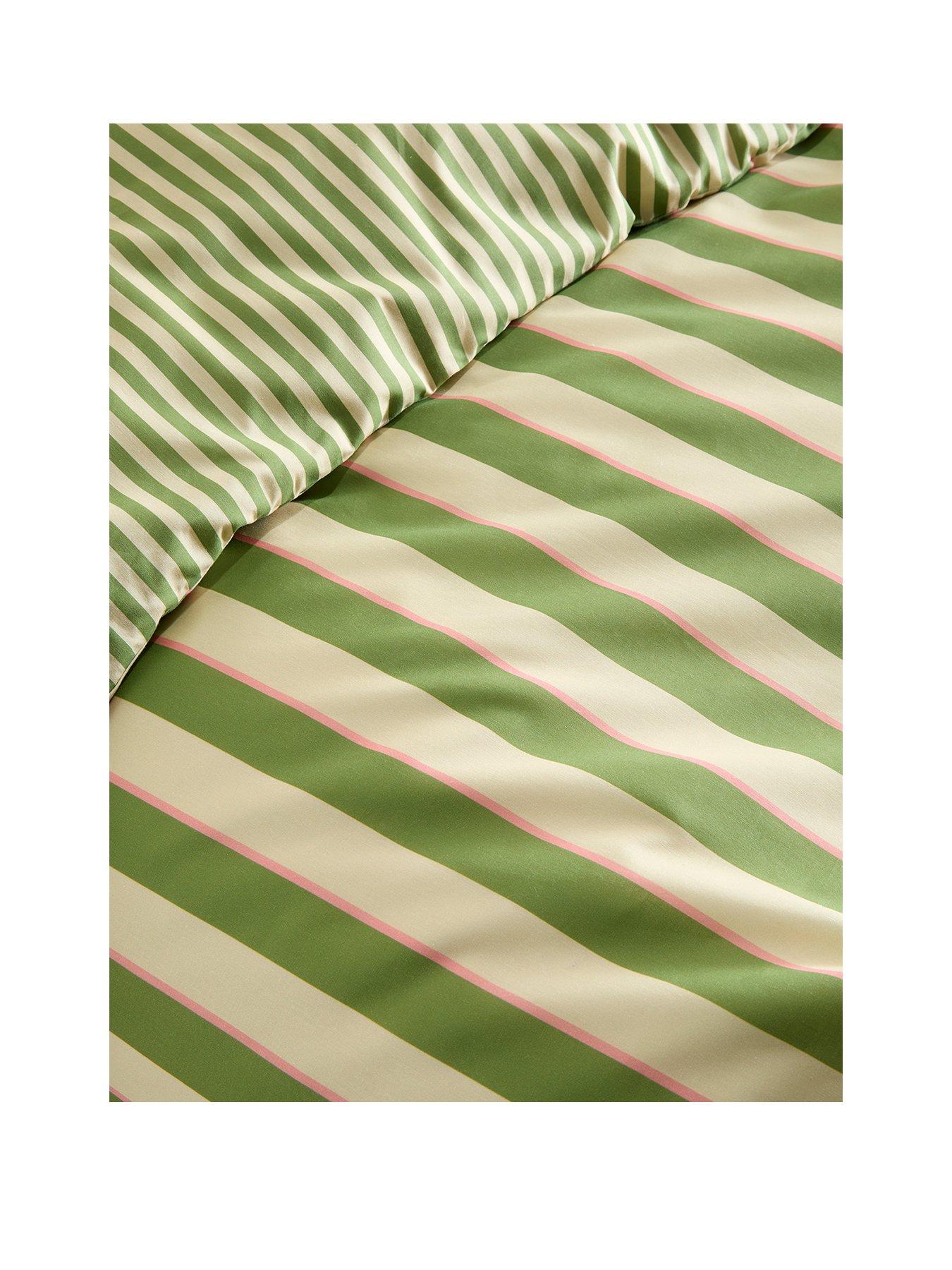 Image 2 of 4 of Fusion Bold Stripe Duvet Cover Set in Green