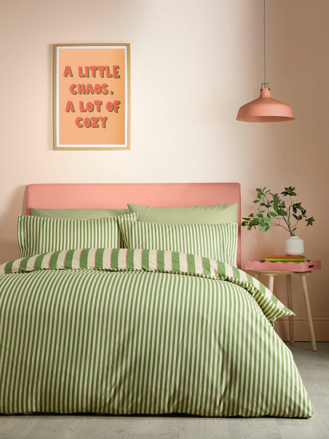 Image 4 of 4 of Fusion Bold Stripe Duvet Cover Set in Green