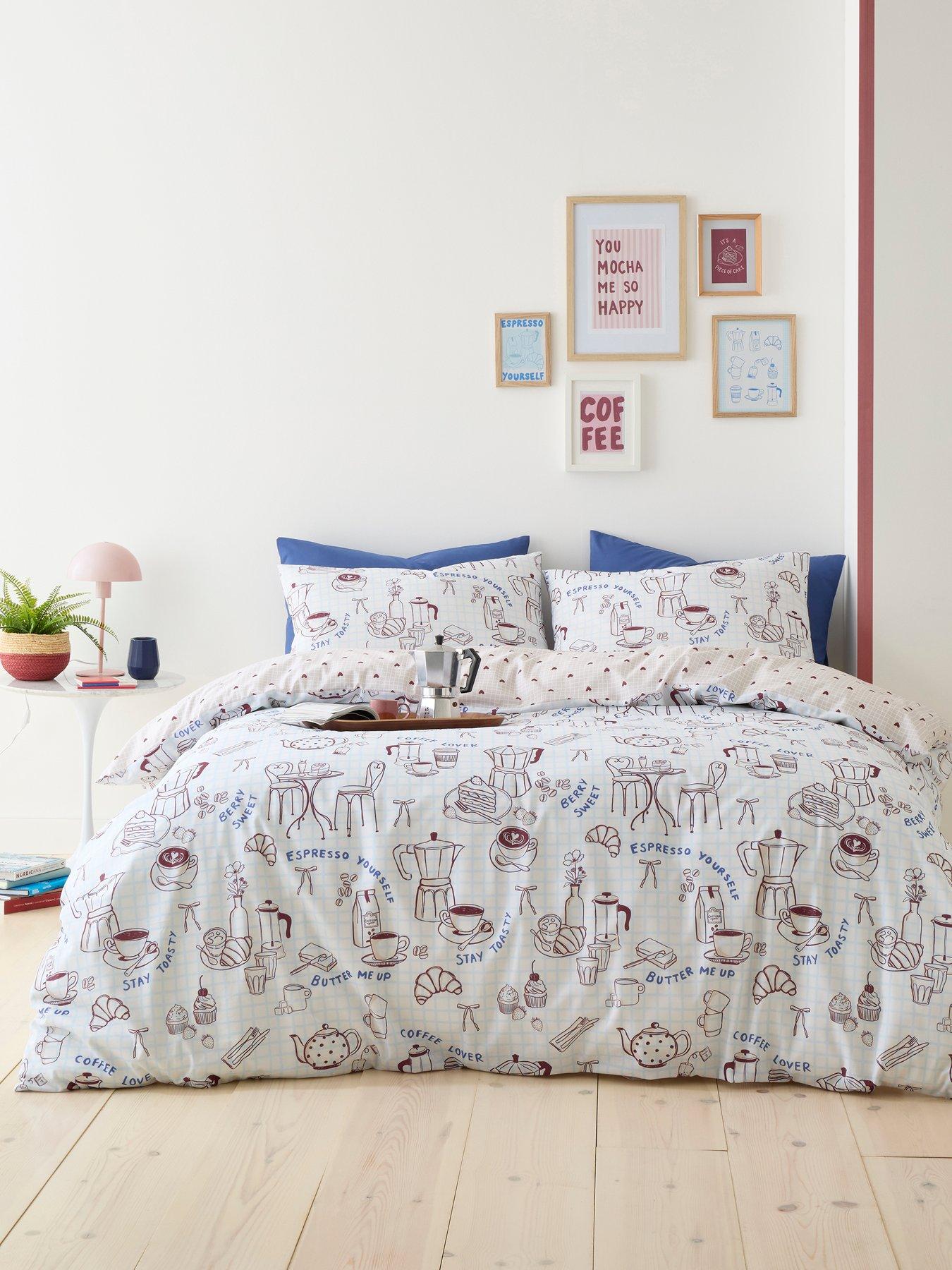 Image 1 of 5 of Fusion Coffee Club Duvet Cover Set in Blue