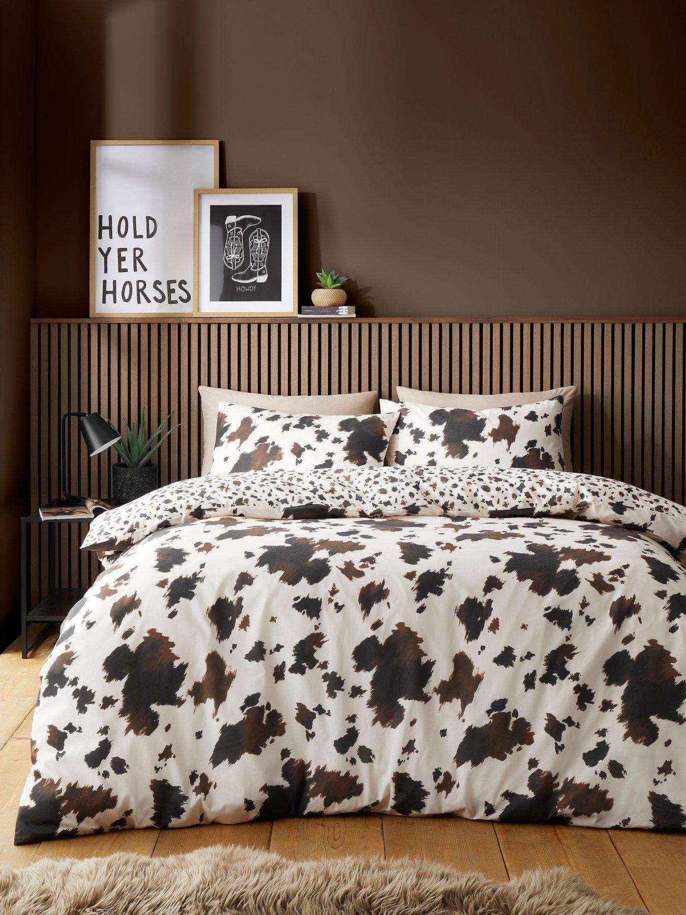 Image 1 of 5 of Fusion Cow Print Duvet Cover Set in Natural