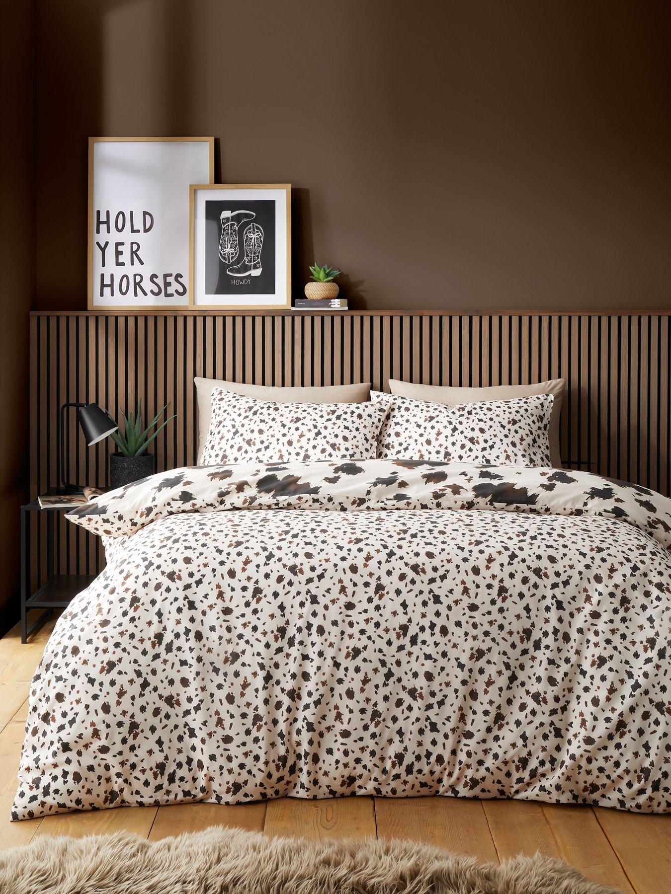 Image 4 of 5 of Fusion Cow Print Duvet Cover Set in Natural