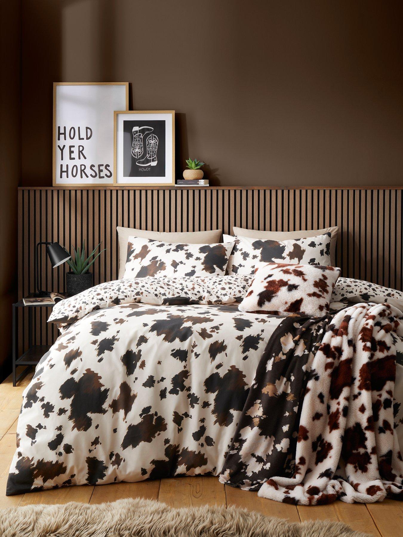 Image 5 of 5 of Fusion Cow Print Duvet Cover Set in Natural