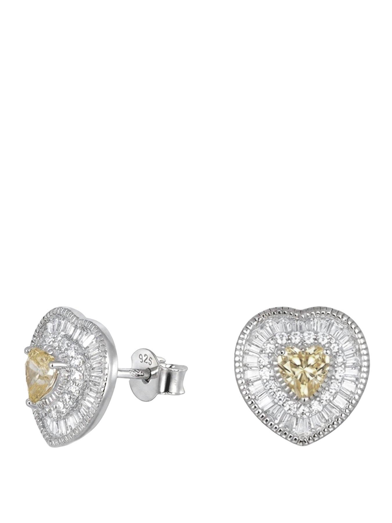 The Love Collection Sterling Silver Heart Cluster Studs