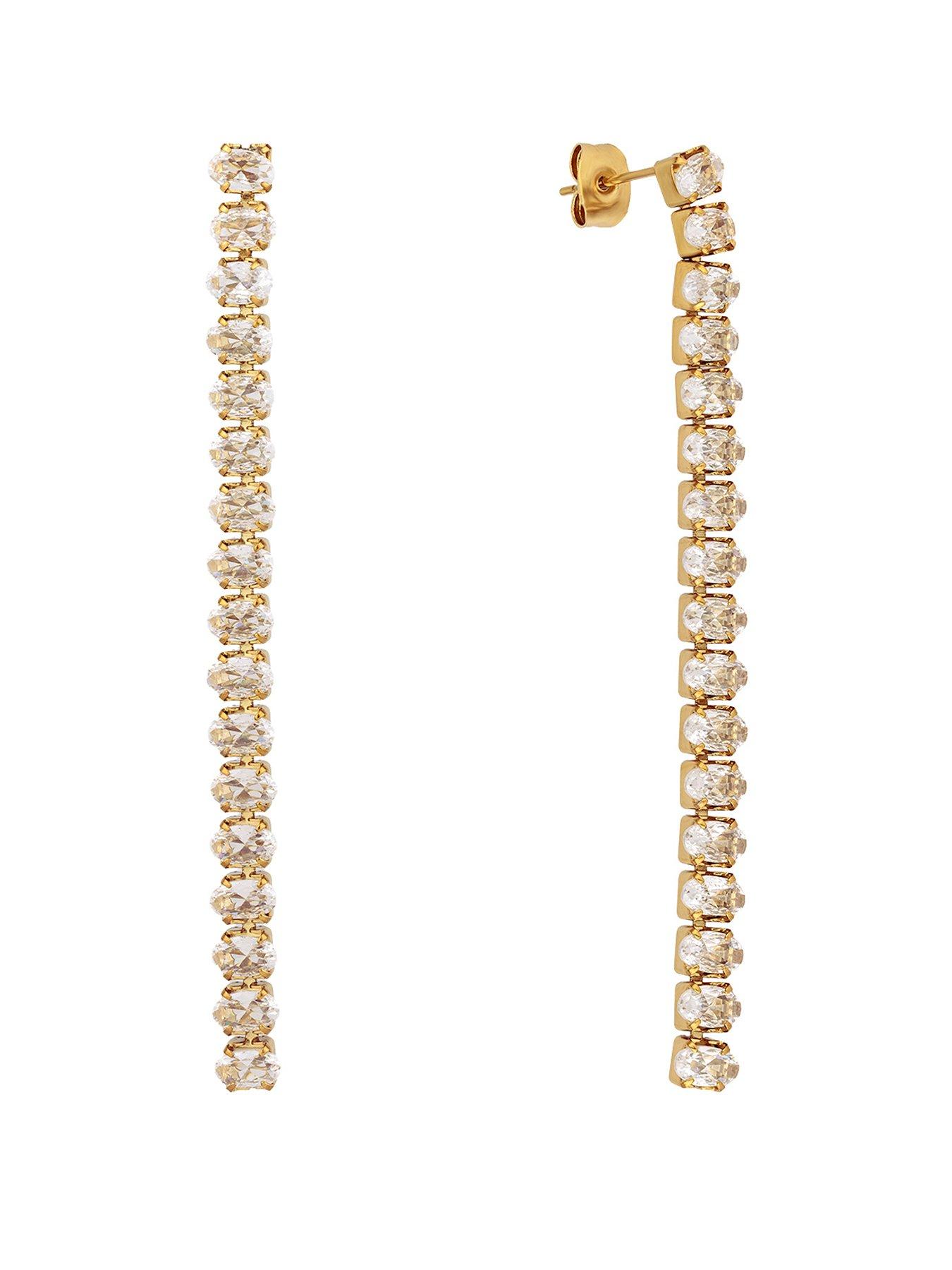 The Love Collection Gold Plated Stainless Steel Oval CZ Tennis Droppers
