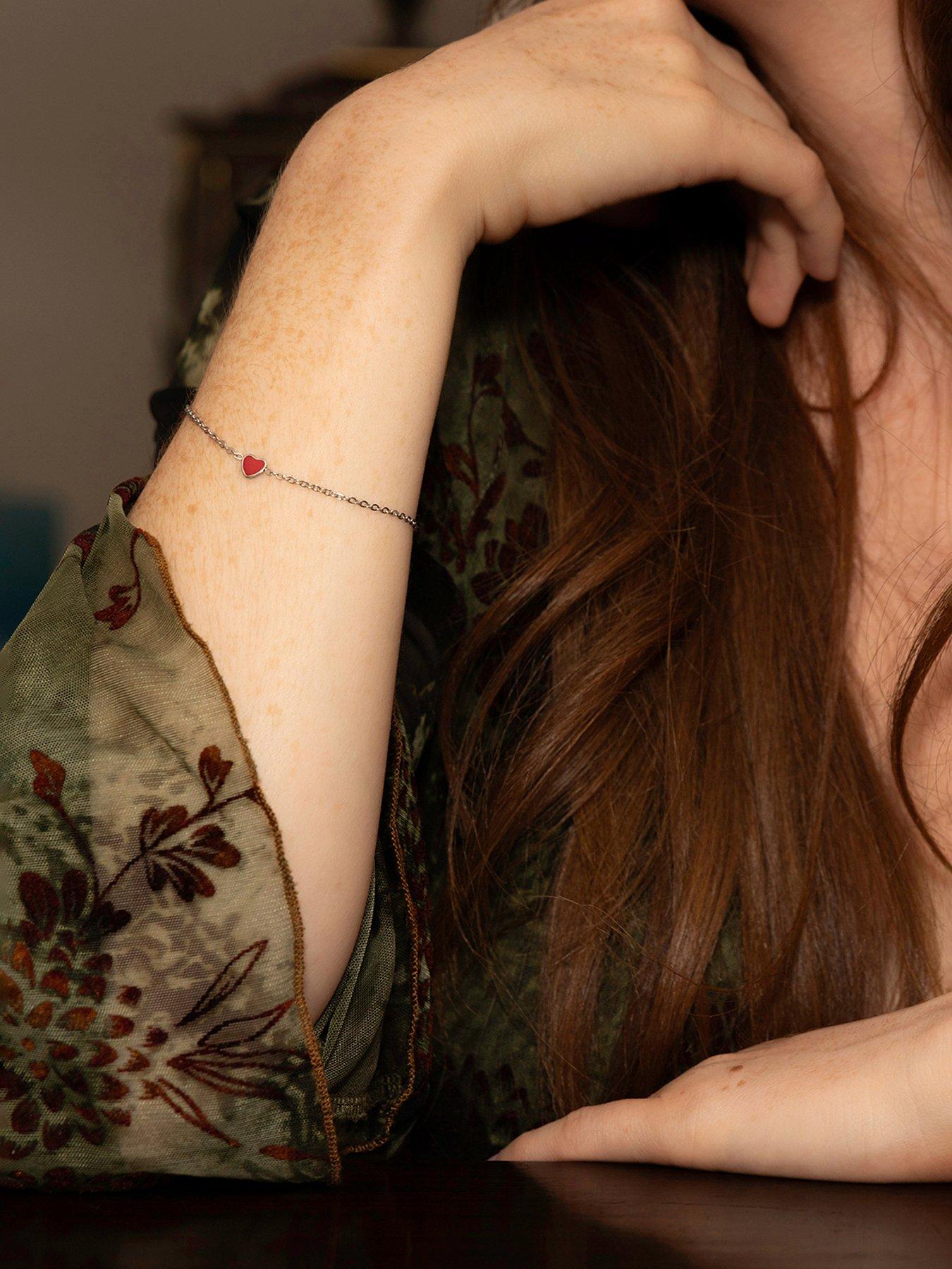 Image 2 of 5 of The Love Collection Stainless Steel Red Heart Enamel Bracelet