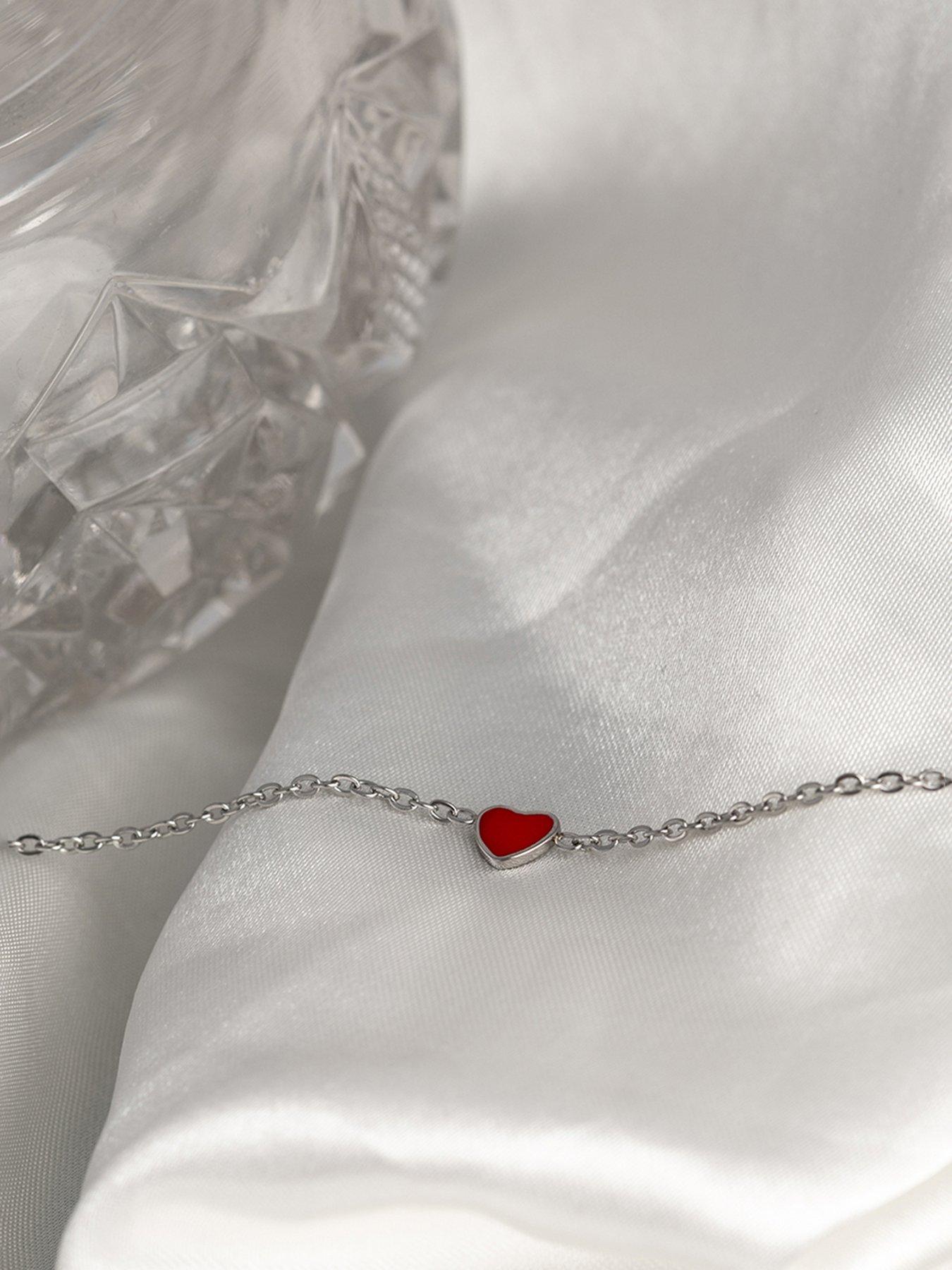 Image 4 of 5 of The Love Collection Stainless Steel Red Heart Enamel Bracelet