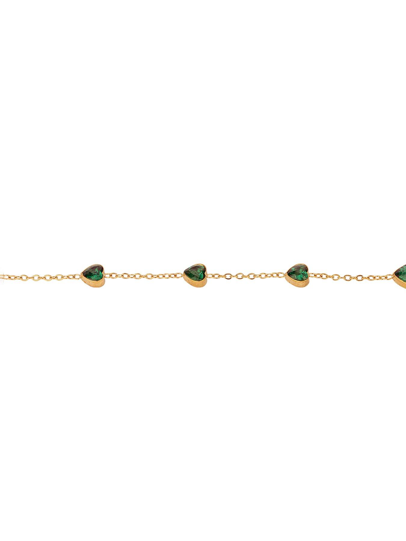 Image 3 of 5 of The Love Collection Gold Plated Stainless Steel Emerald CZ Multi Heart Enamel Bracelet