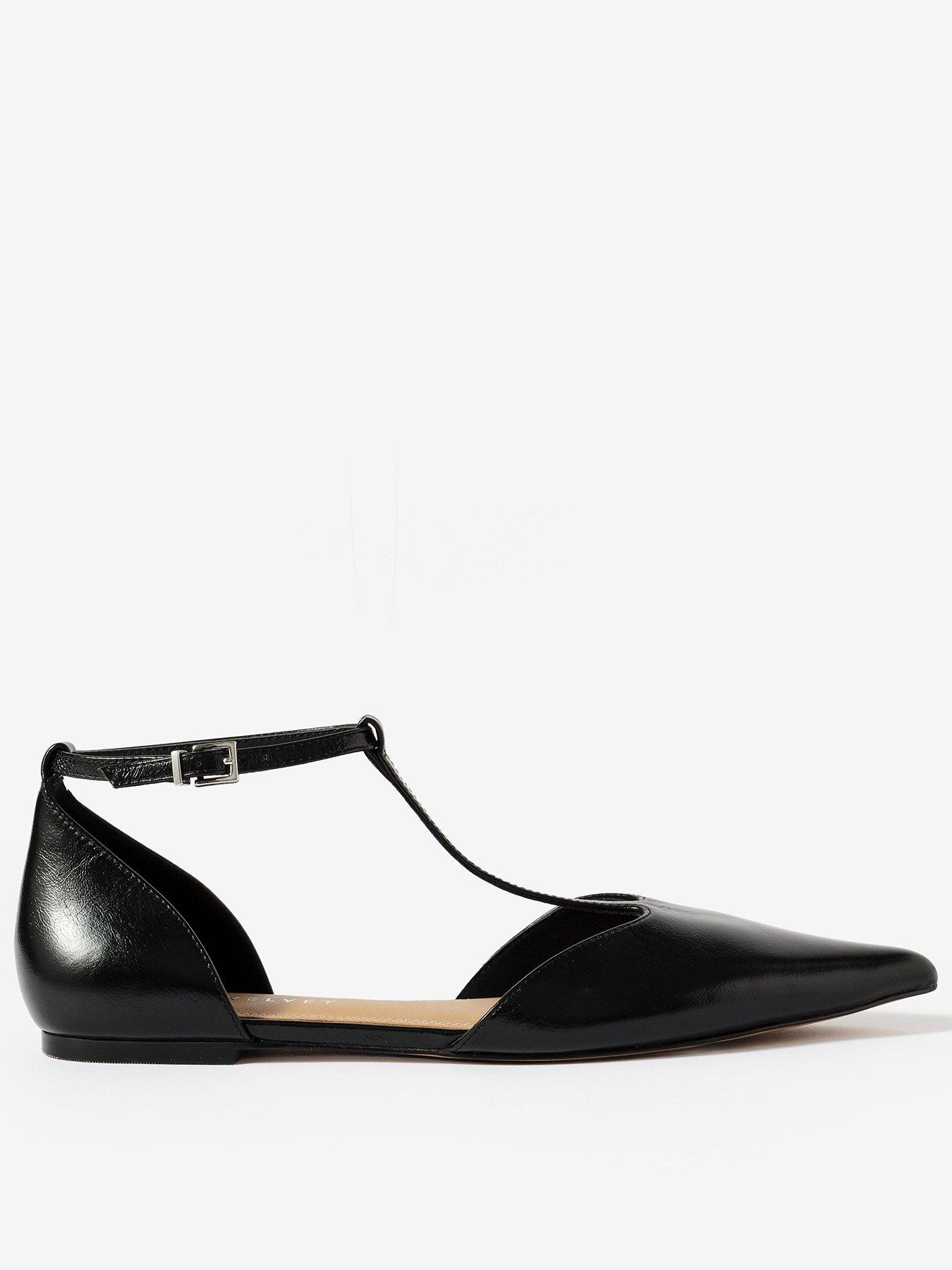Mint Velvet Lila T-Bar Flat Shoes - Black