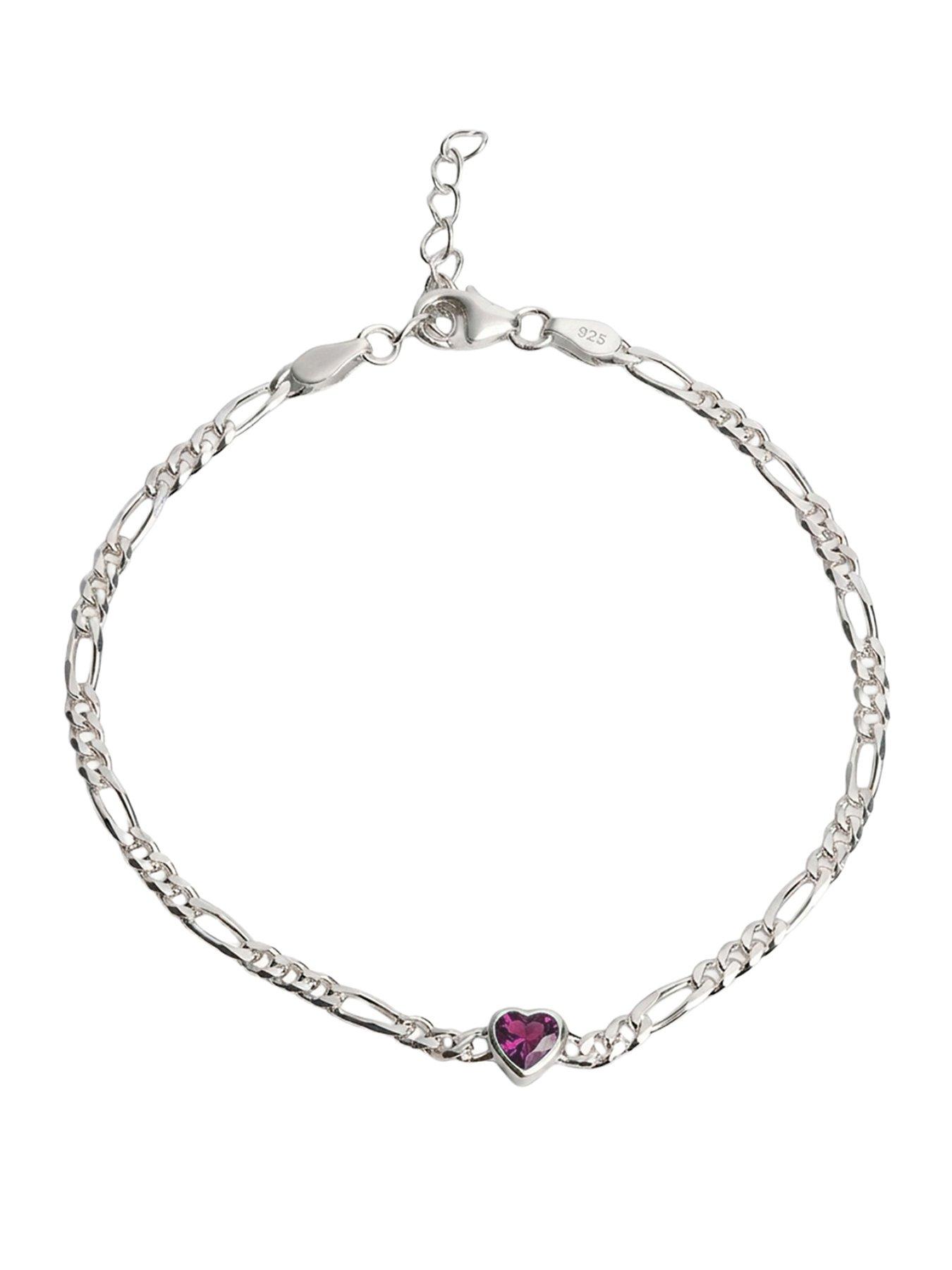 The Love Collection Sterling Silver Birthstone Heart CZ bracelet