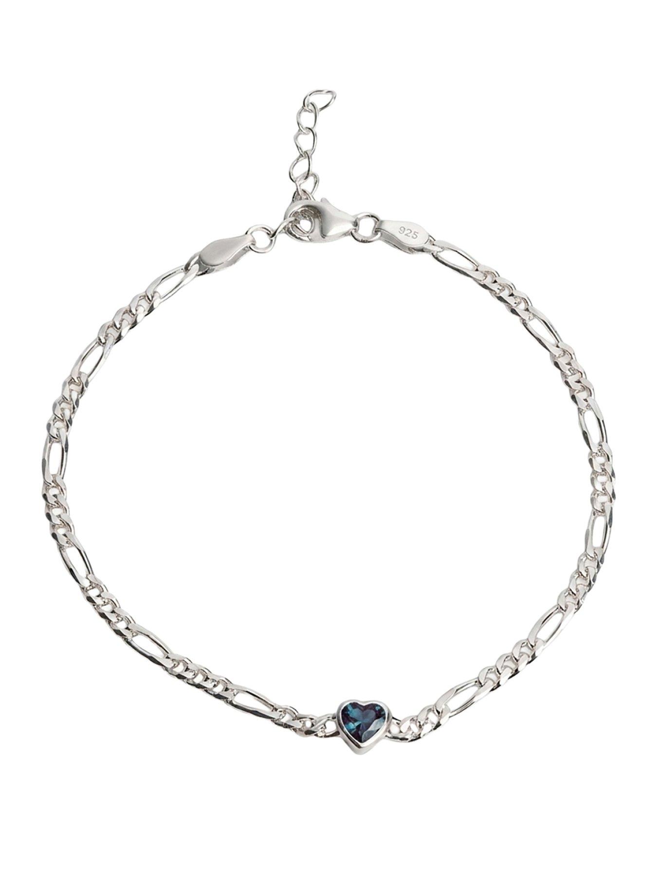 The Love Collection Sterling Silver Birthstone Heart CZ bracelet