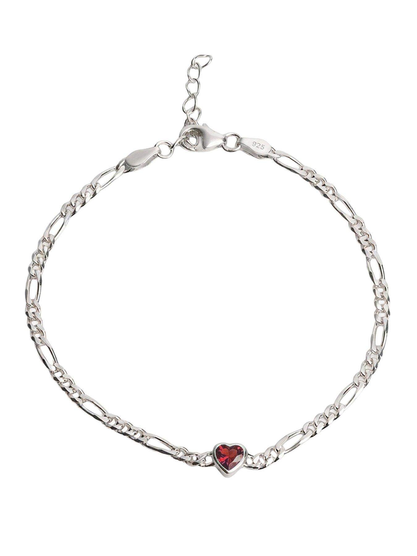The Love Collection Sterling Silver Birthstone Heart CZ bracelet