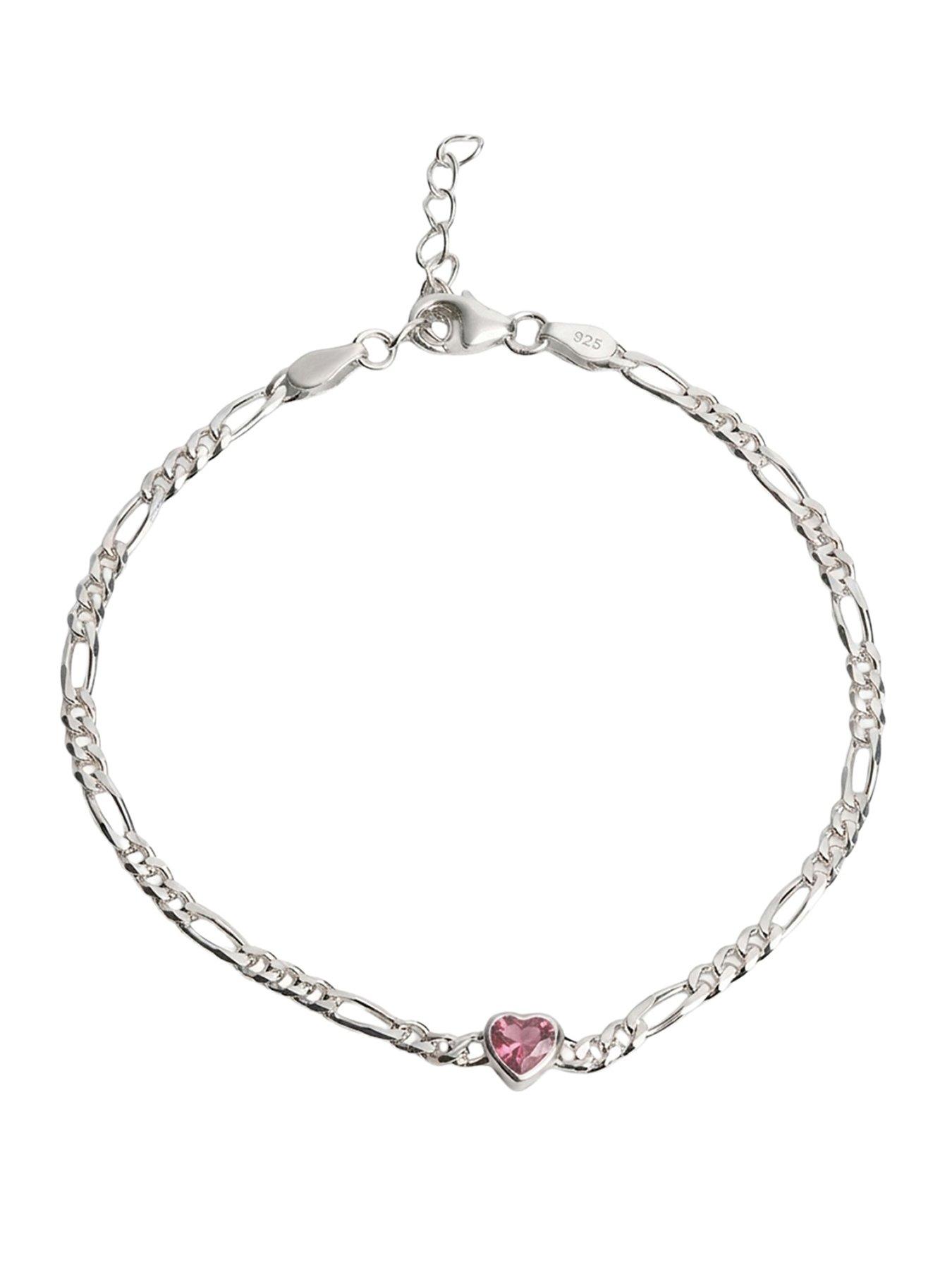 The Love Collection Sterling Silver Birthstone Heart CZ bracelet