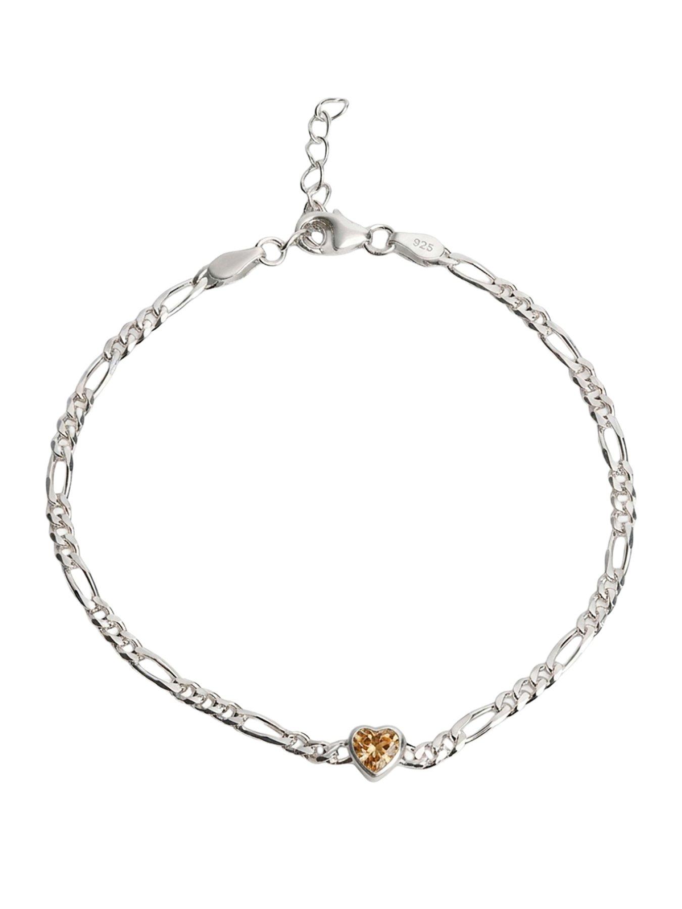 The Love Collection Sterling Silver Birthstone Heart CZ bracelet
