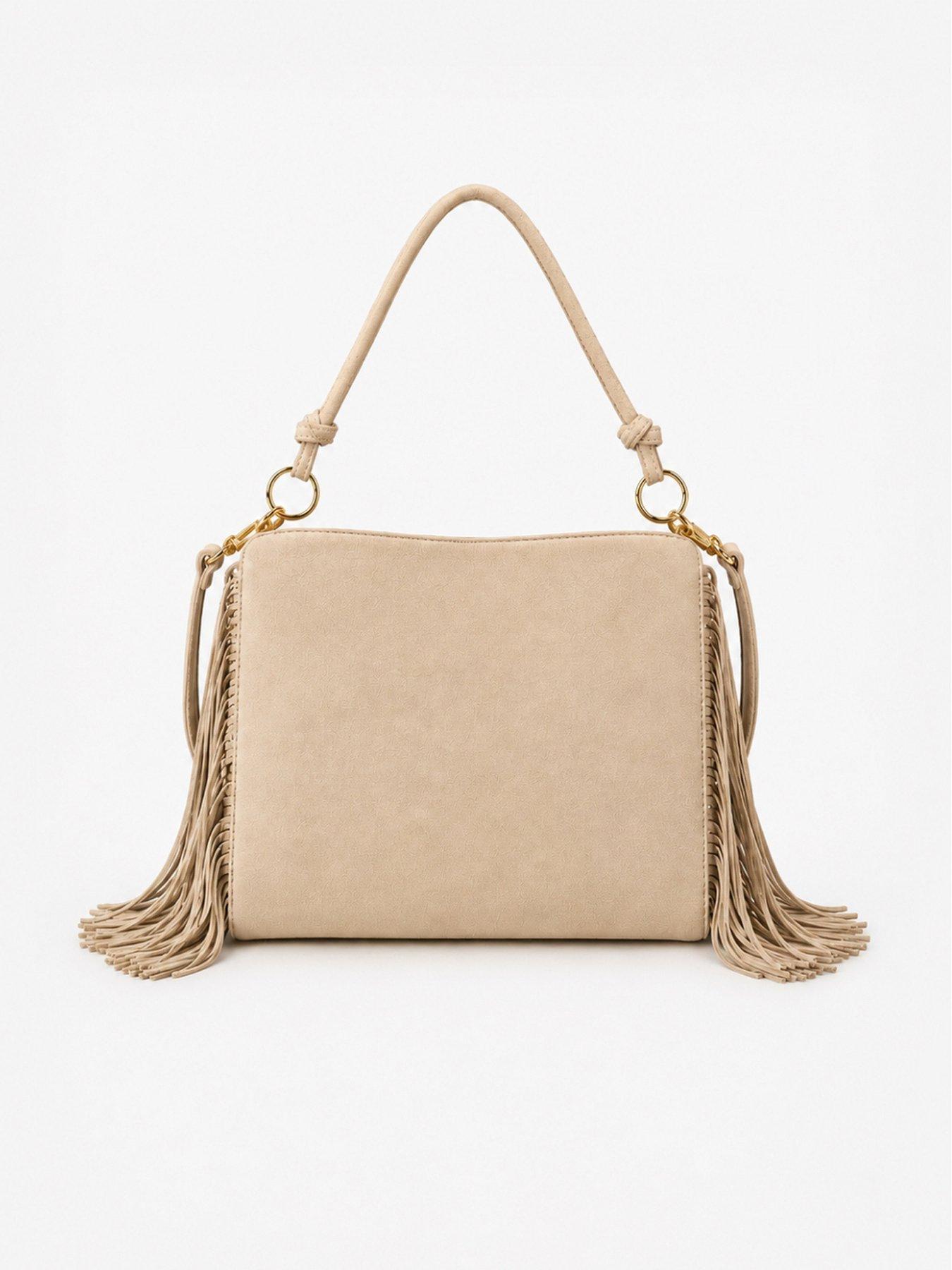 Image 3 of 5 of Sorena Simona Suede Beize Crossbody Bag - Beige
