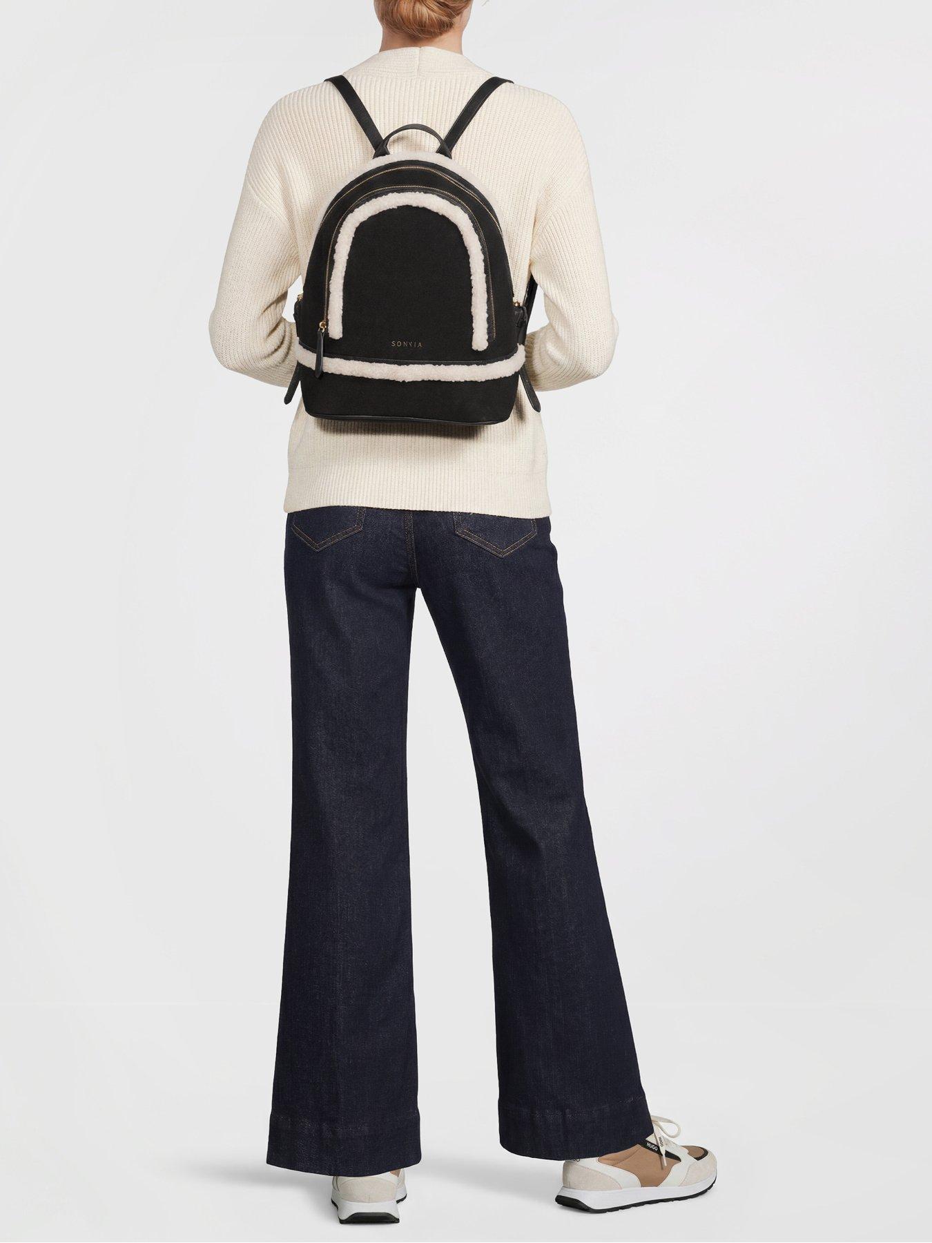 Image 2 of 6 of Sorena Valentina Suede Backpack - Black