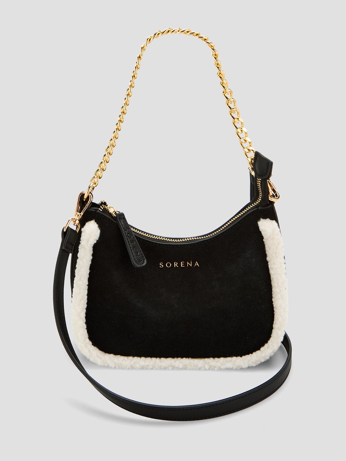 Image 1 of 5 of Sorena Valentina Suede Crossbody Bag - Black