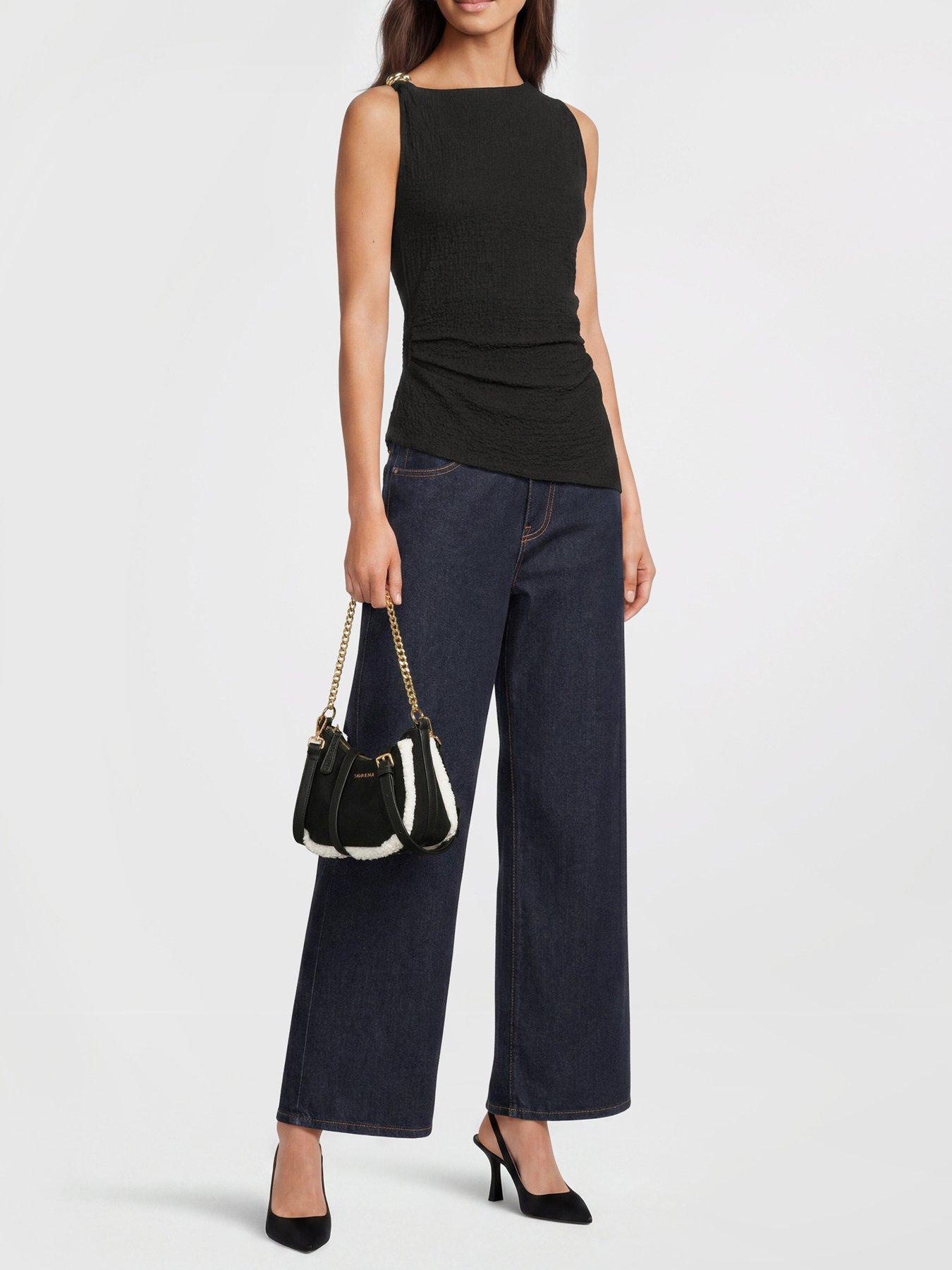 Image 2 of 5 of Sorena Valentina Suede Crossbody Bag - Black