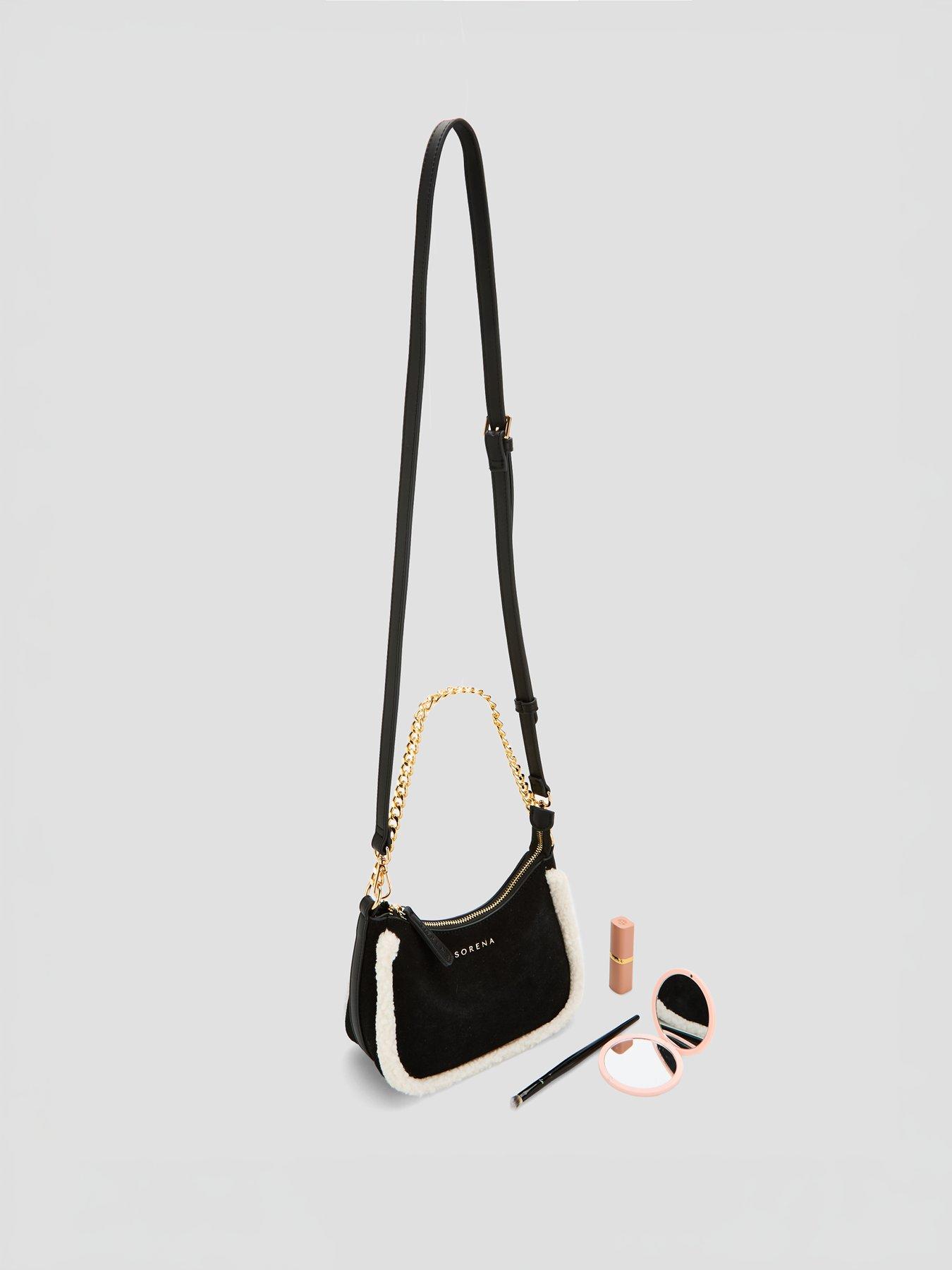 Image 3 of 5 of Sorena Valentina Suede Crossbody Bag - Black