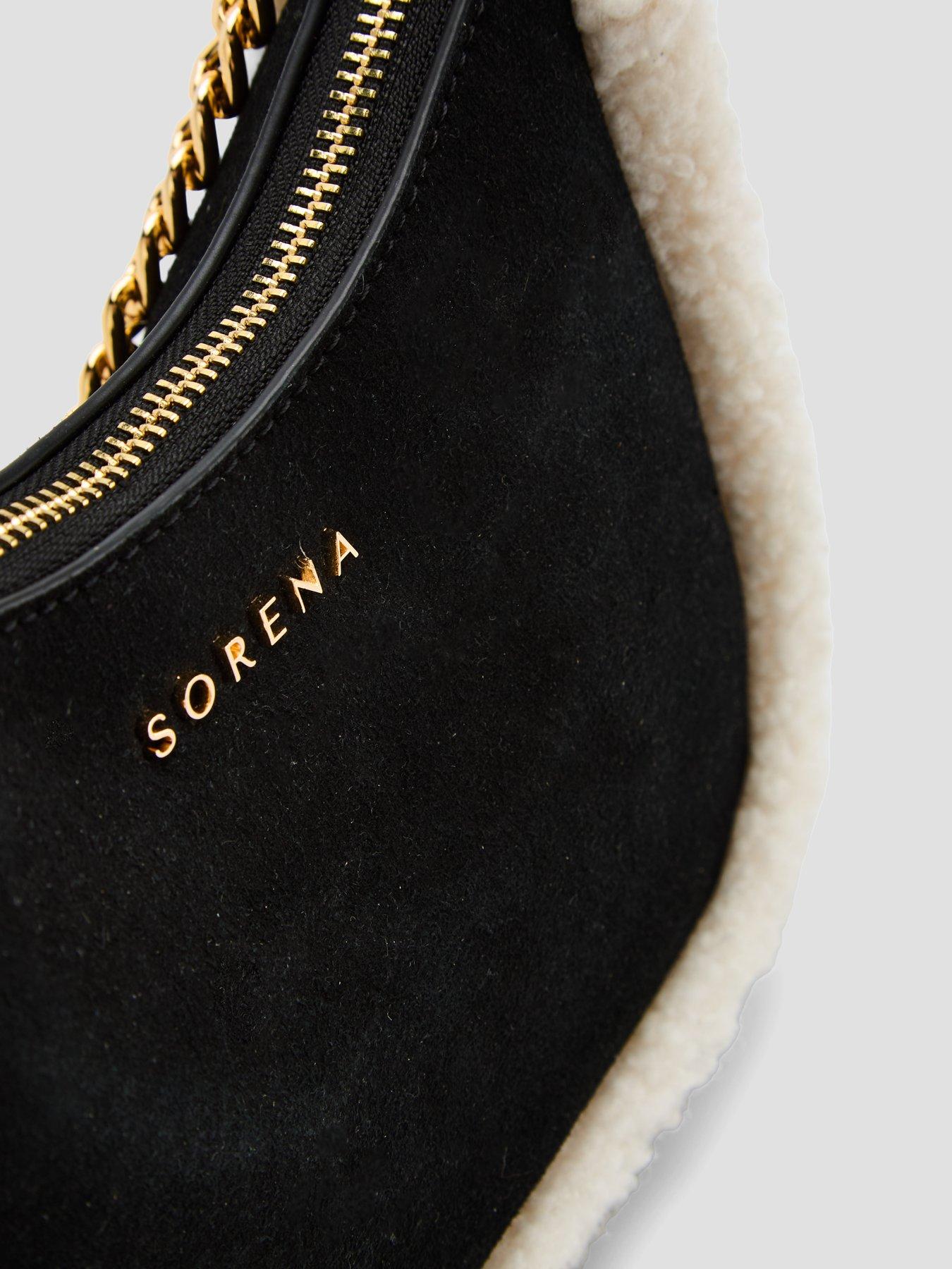 Image 4 of 5 of Sorena Valentina Suede Crossbody Bag - Black