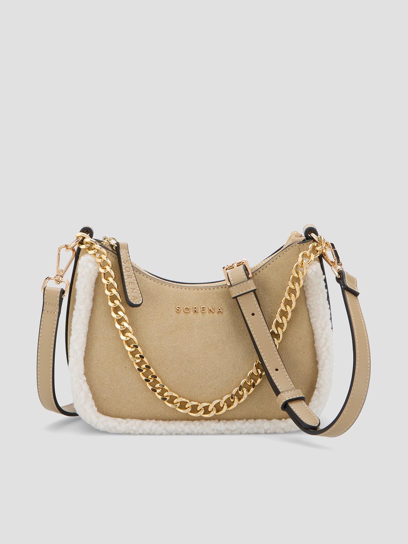 Image 1 of 5 of Sorena Valentina Suede Crossbody Bag - Beige