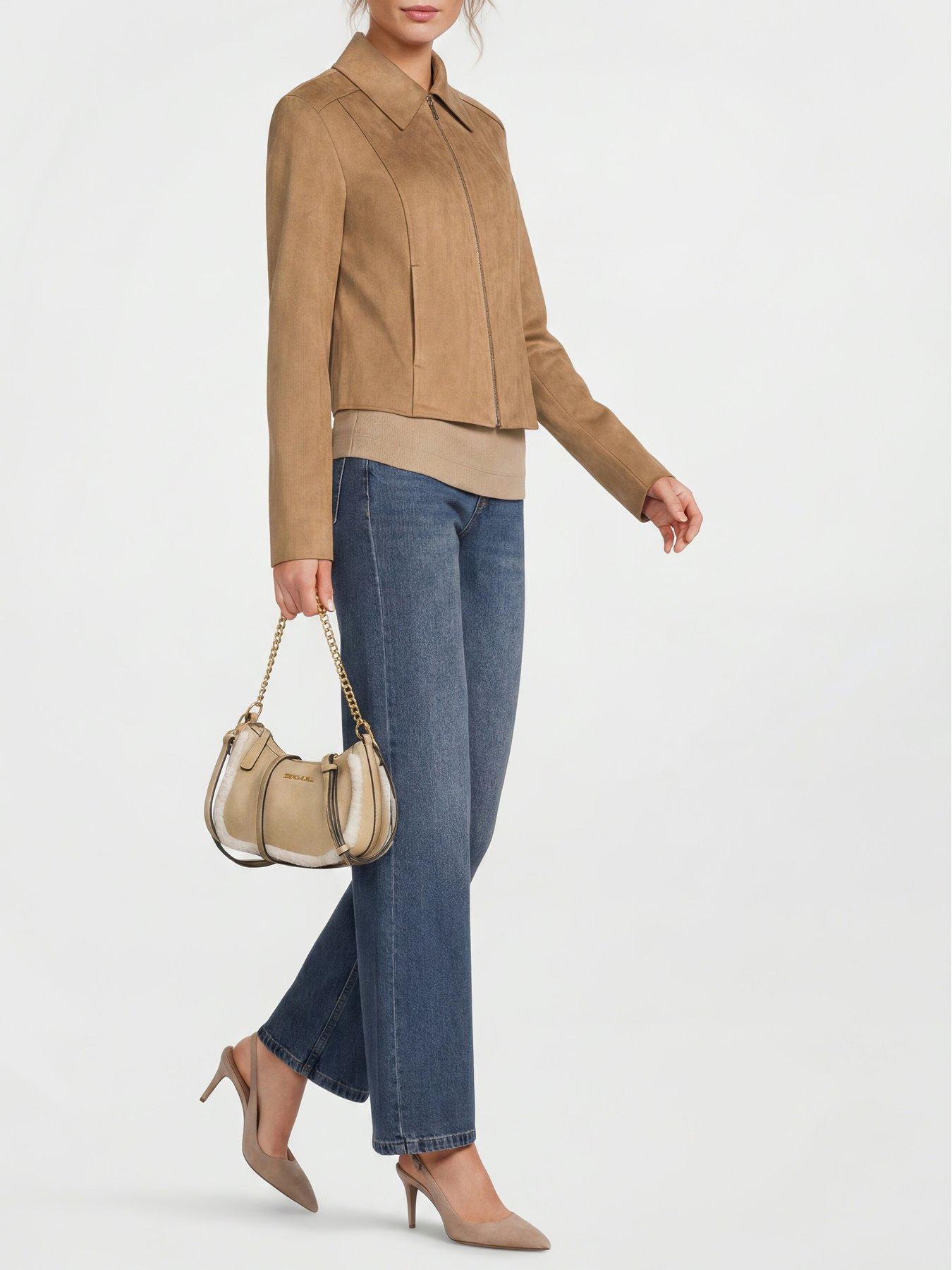 Image 2 of 5 of Sorena Valentina Suede Crossbody Bag - Beige