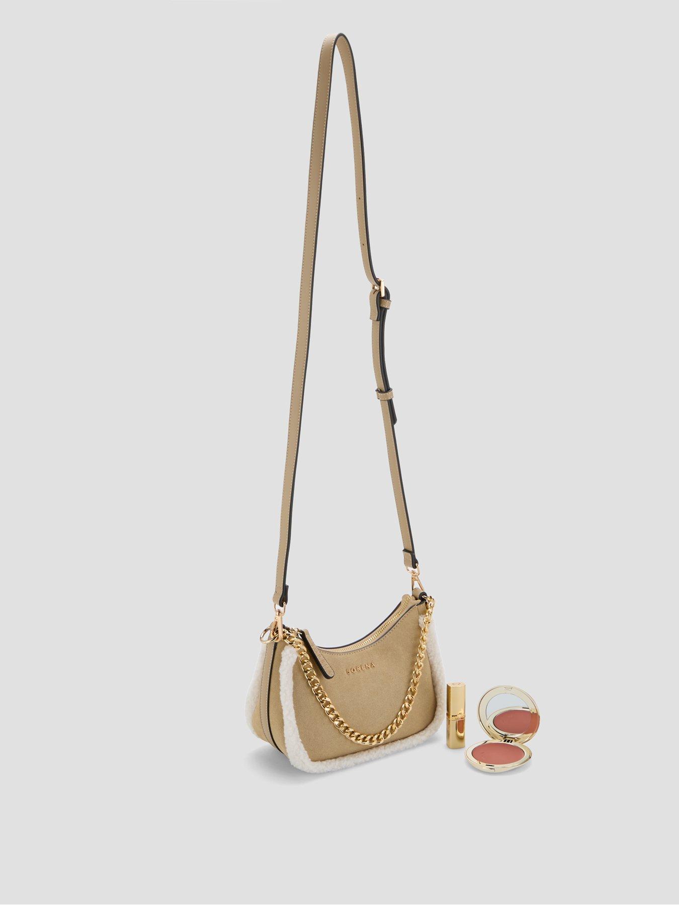Image 3 of 5 of Sorena Valentina Suede Crossbody Bag - Beige